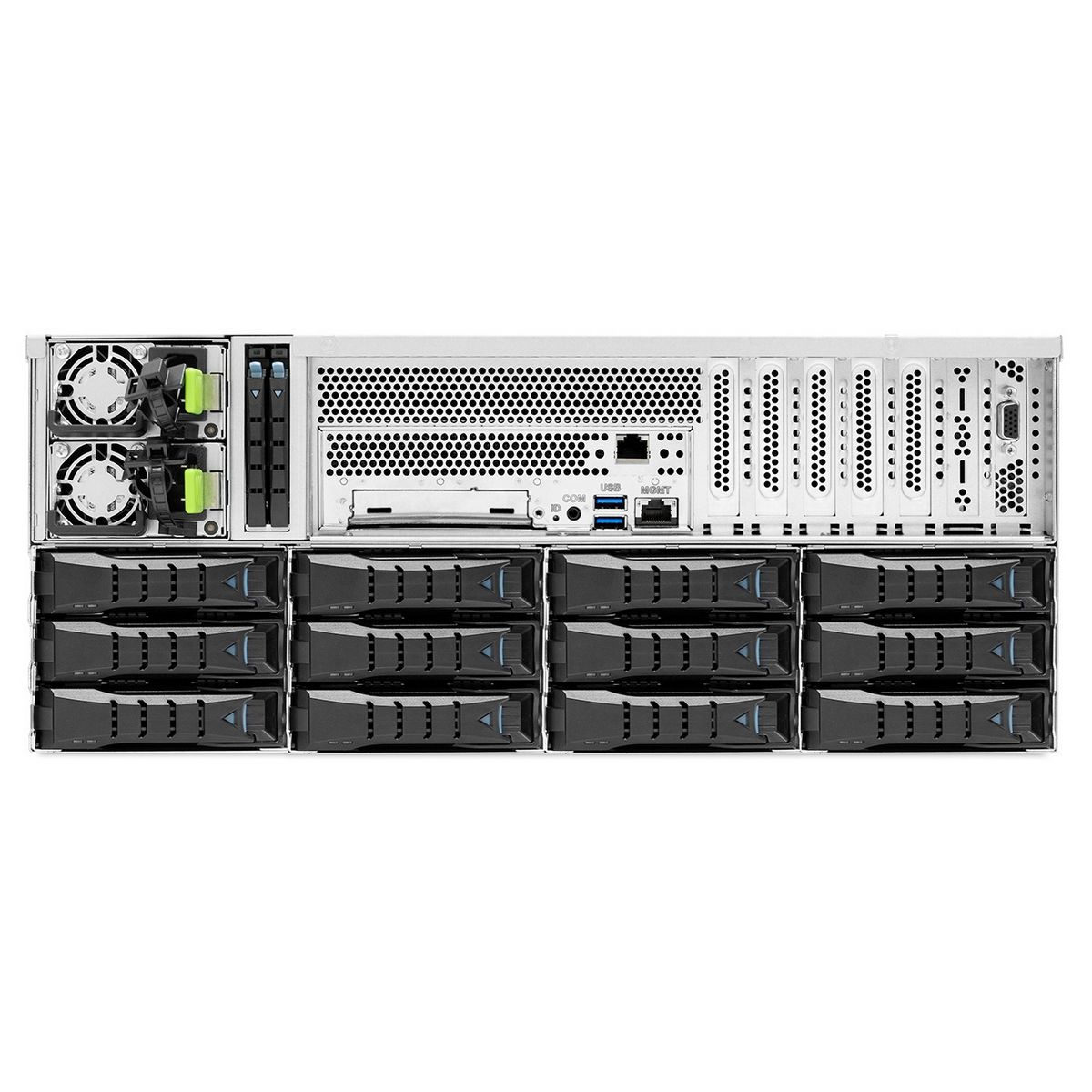 Платформа системного блока AIC SB402-TU_XP1-S402TU02 4U 24 bay, 12G (35X) EOB + 8 bay Tri-mode + 4 bay SAS/SATA, CRPS 1200W 1+1, 2x 7mm hot-swap SATA OS, Tucana motherboard, Intel Lewisburg, DDR4 RDIMM x16, Intel PCH C621A, 1 x GbE dedicate IPMI, 3x PCIe x16 Gen.4, 2x PCIe x8 Gen.4, 1x OCP 3.0 x16 Gen.4, 2x