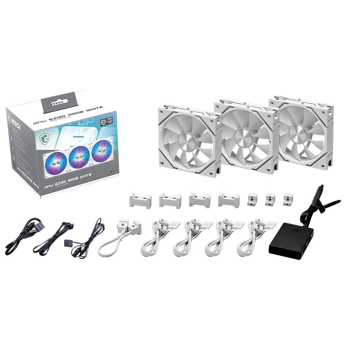 Вентилятор в корпус MSI MPG EZ120 ARGB WHITE-3W MECH ARGB WHITE, 120 mm FAN x 3 , with ARGB controller, Color Box
