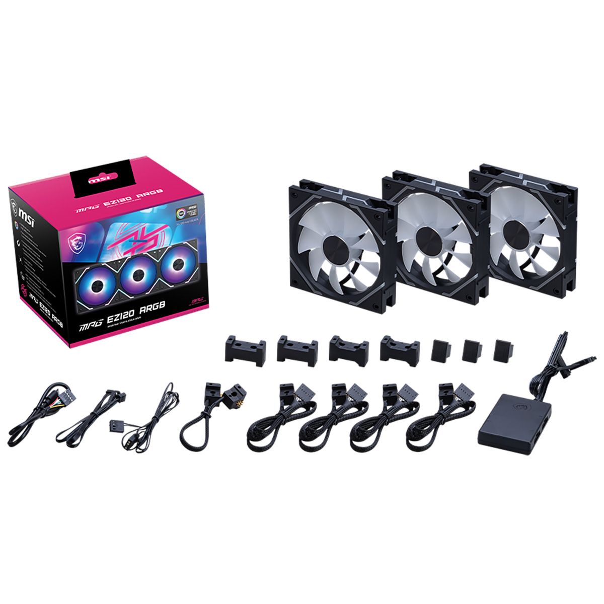 Вентилятор в корпус MSI MPG EZ120 ARGB-3B MECH ARGB, 120 mm FAN x 3 , with ARGB controller, Color Box