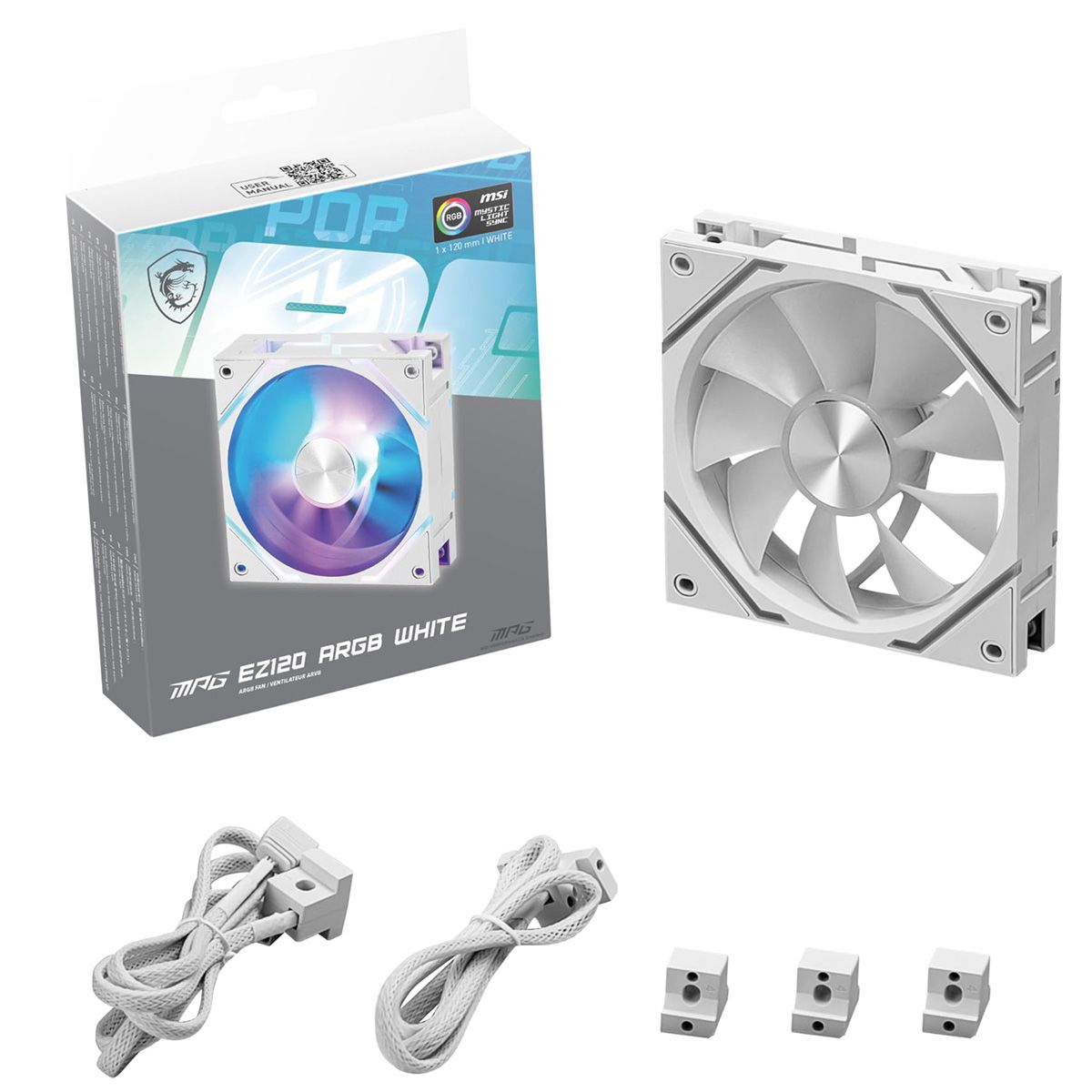 Вентилятор в корпус MSI MPG EZ120 ARGB WHITE-1W MECH ARGB WHITE, 120 mm FAN*1, Color Box