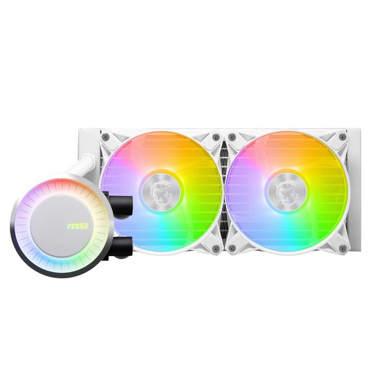 Жидкостная система охлаждения MSI MAG CORELIQUID E240 WHITE 2x ARGB Fan, ARGB Block, Color Box, Pallet packing