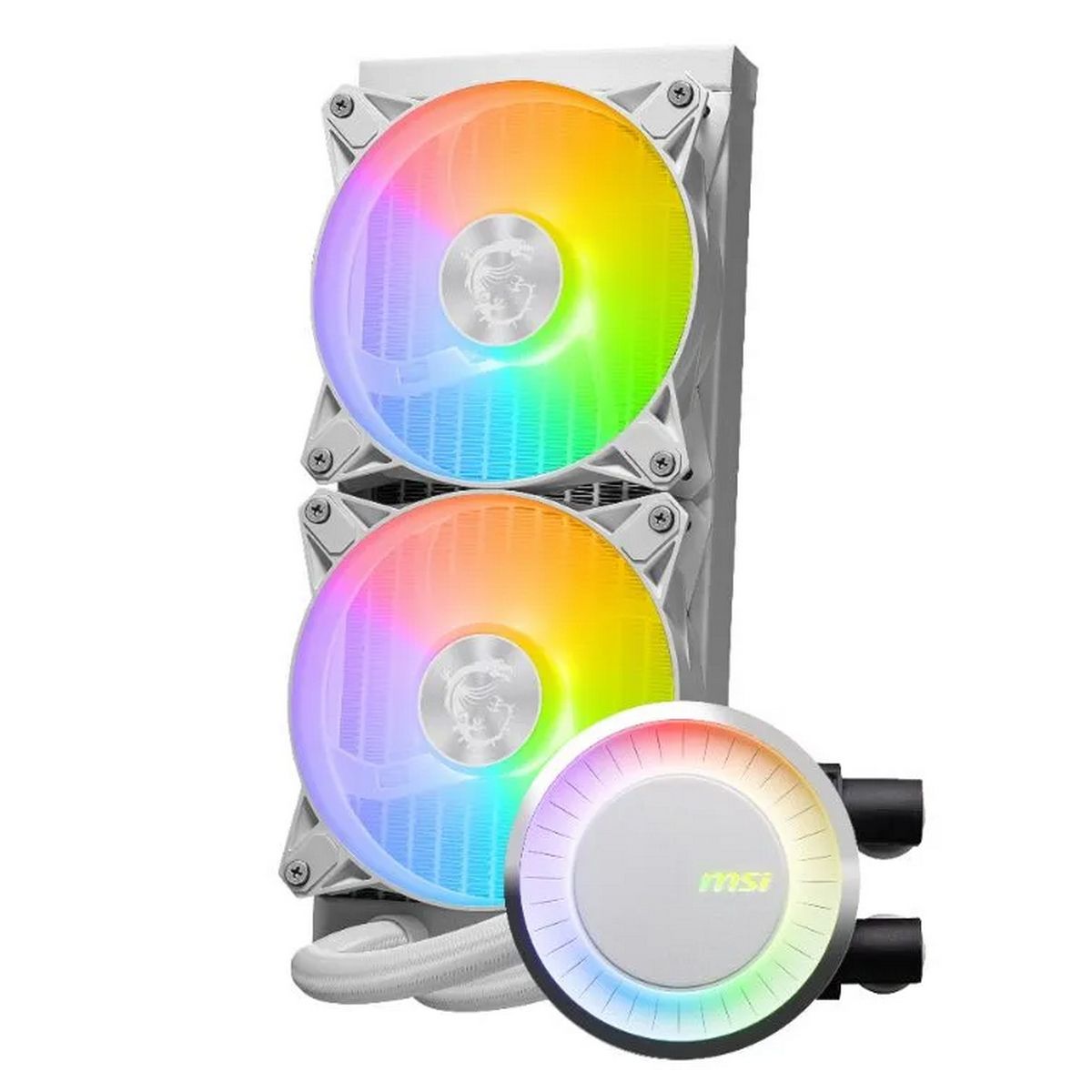Жидкостная система охлаждения MSI MAG CORELIQUID E240 WHITE 2x ARGB Fan, ARGB Block, Color Box, Pallet packing