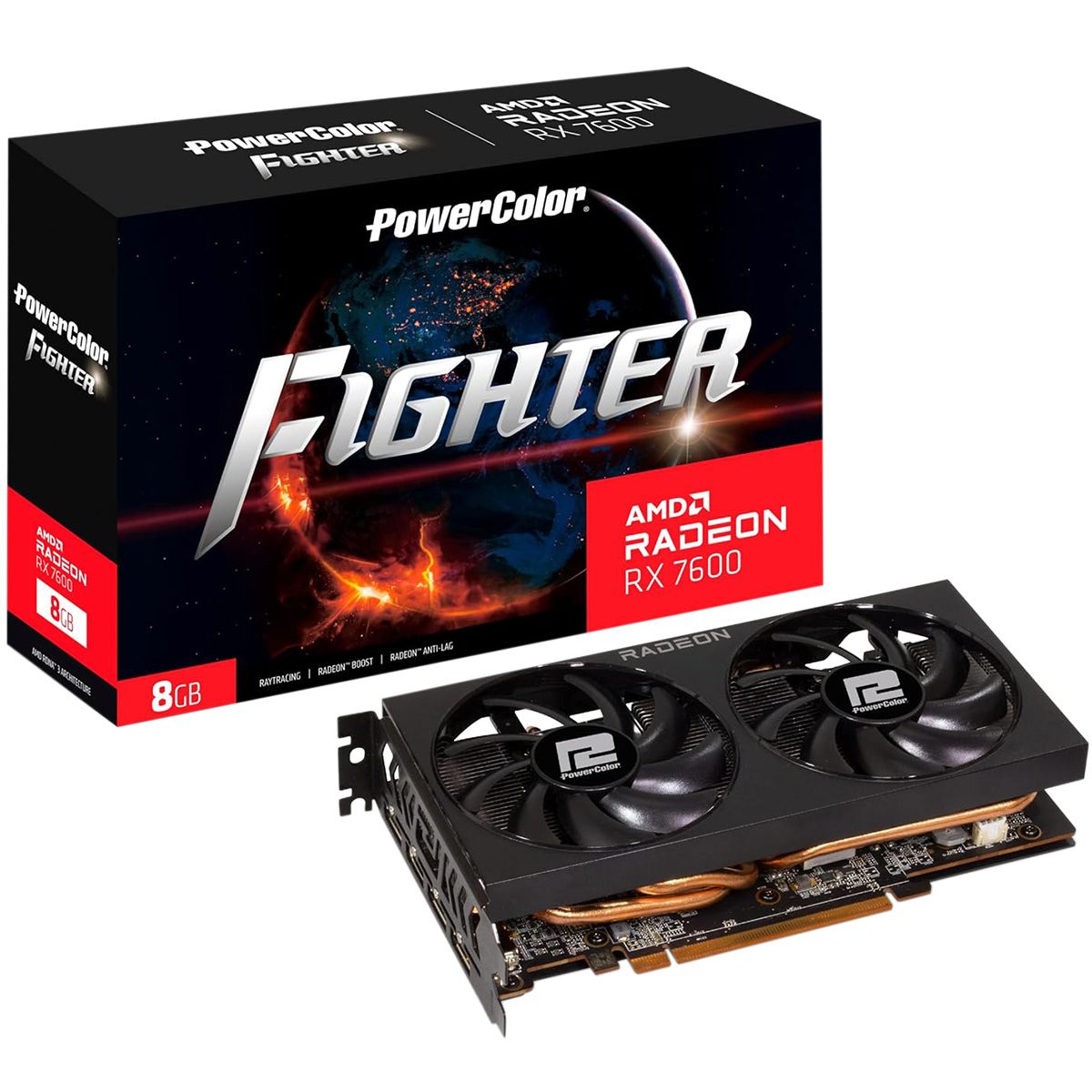 Видеокарта PowerColor RX7600 FIGHTER 8GB GDDR6 128bit 3xDP HDMI 2FAN RTL