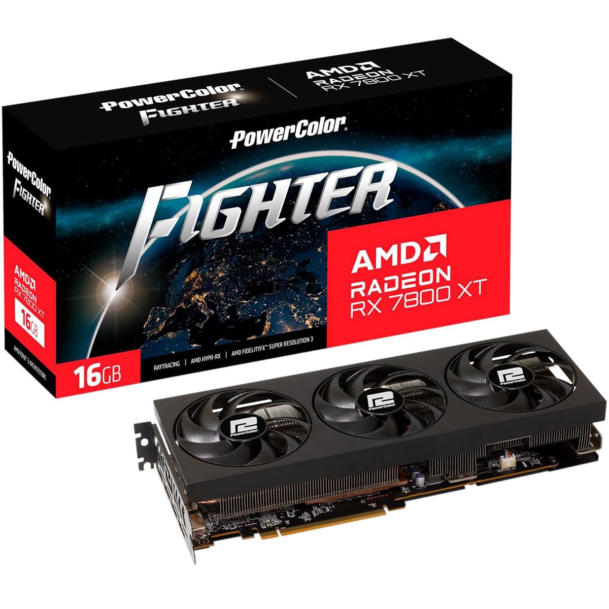 Видеокарта PowerColor RX7800XT FIGHTER 16GB GDDR6 256bit 3xDP HDMI 3FAN RTL