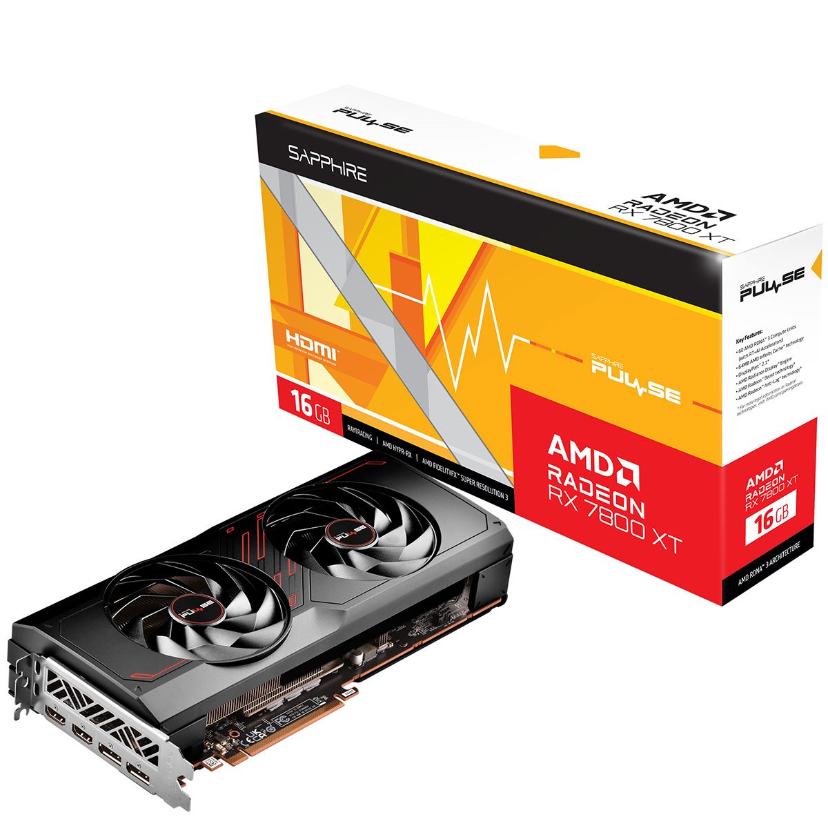 Видеокарта Sapphire RX7800XT PULSE 16GB GDDR6 256bit 2xDP 2xHDMI 2FAN RTL
