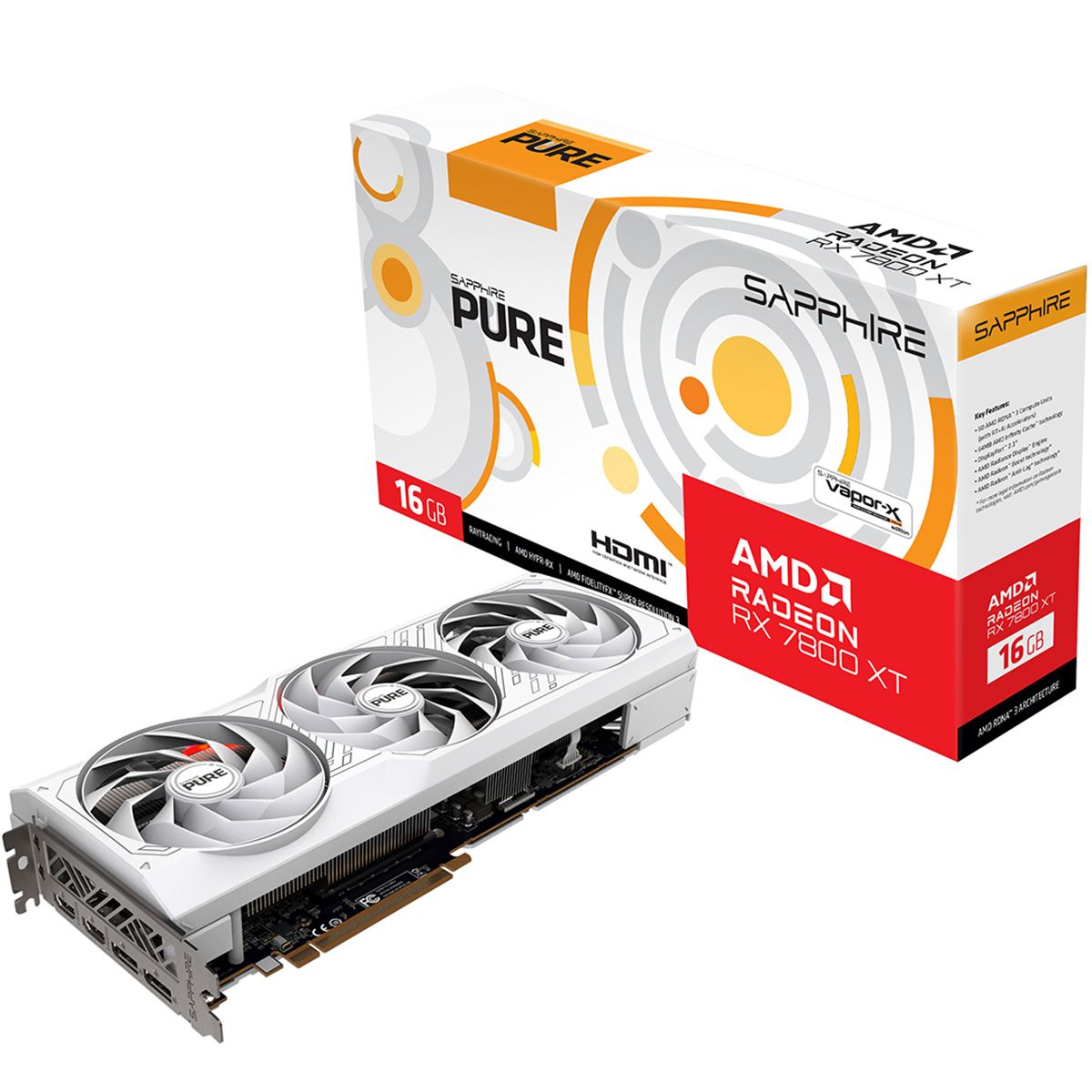 Видеокарта Sapphire RX7800XT PURE 16GB 256-bit GDDR6 2xHDMI 2xDP 3FAN RTL