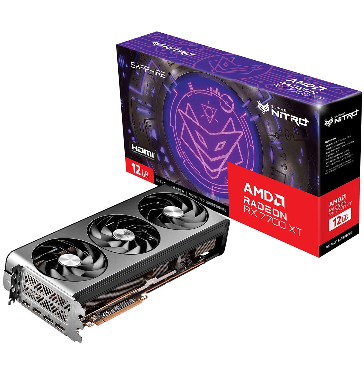Видеокарта Sapphire RX7700XT NITRO+ 12GB 192-bit GDDR6 2xHDMI 2xDP 3FAN RTL