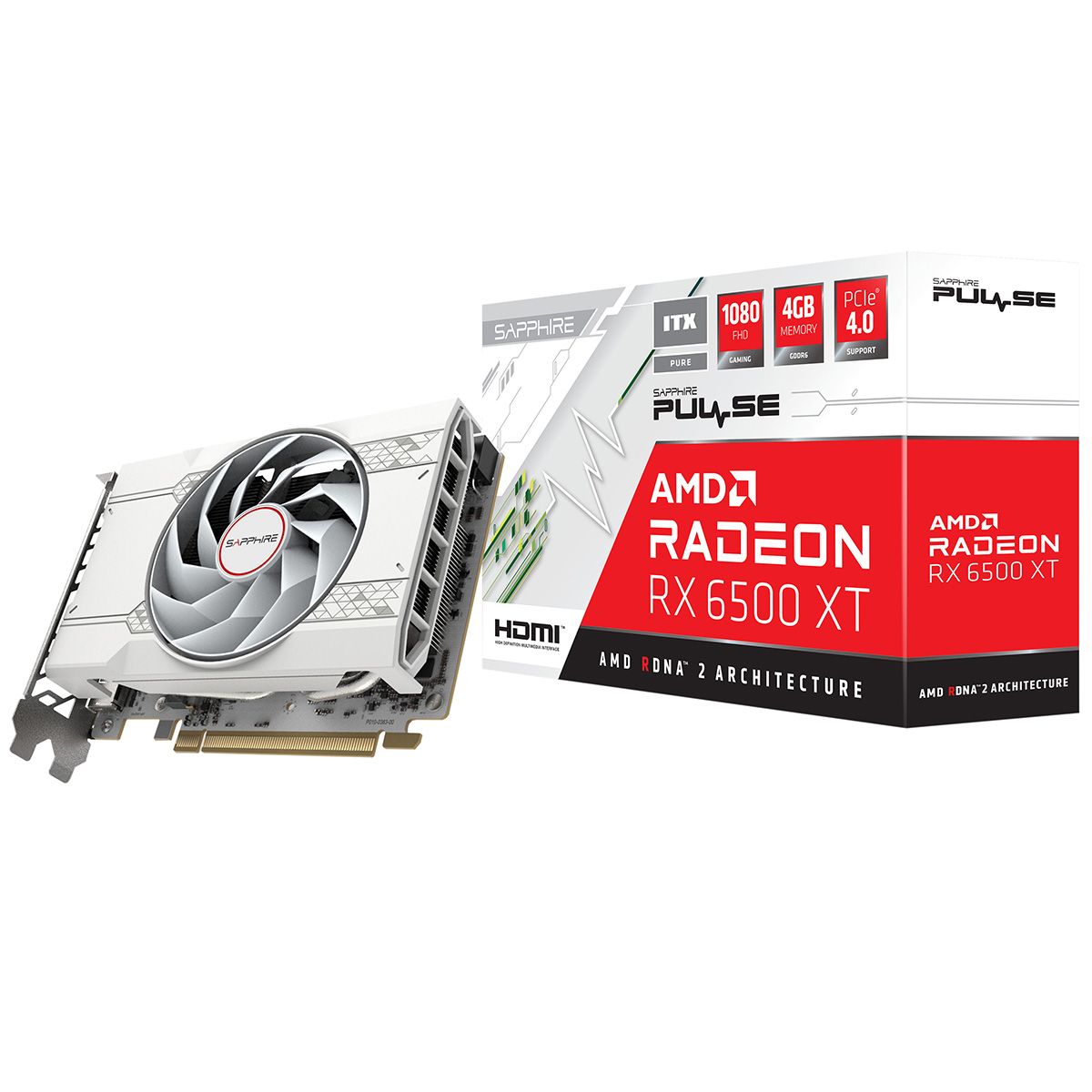 Видеокарта Sapphire RX6500XT ITX PULSE PURE GAMING OC 4GB GDDR6 64bit DP HDMI 1FAN RTL