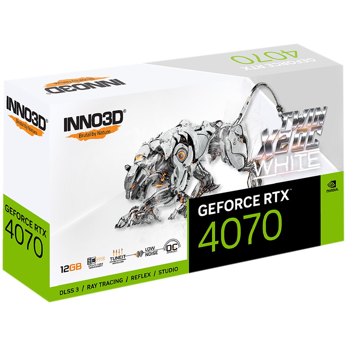 Видеокарта INNO3D RTX4070 TWIN X2 OC WHITE 12GB GDDR6X 192bit 3xDP HDMI 2FAN RTL