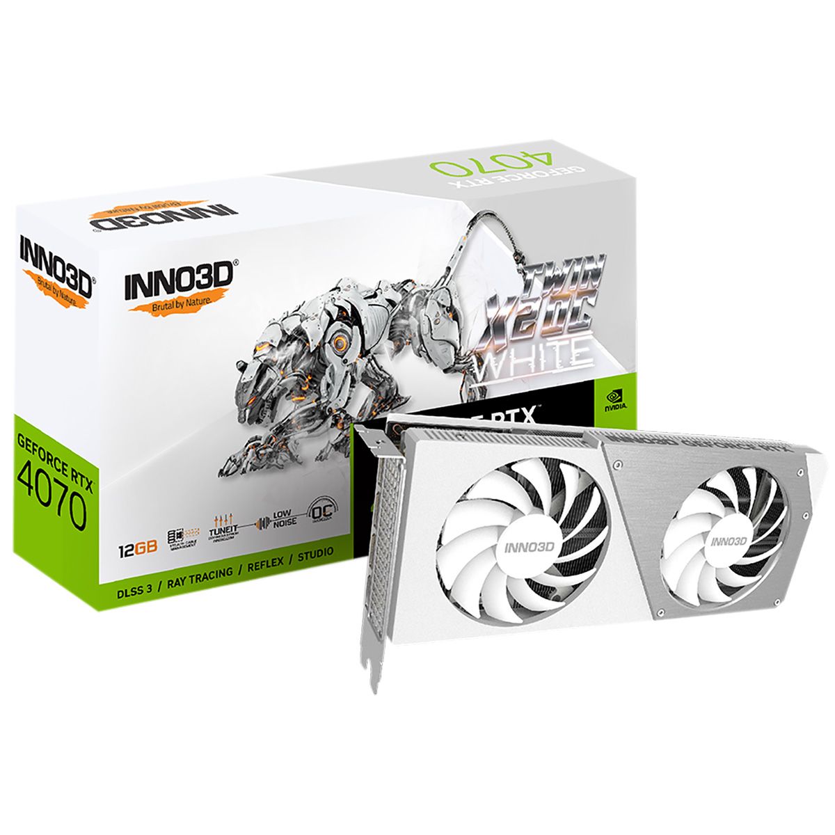 Видеокарта INNO3D RTX4070 TWIN X2 OC WHITE 12GB GDDR6X 192bit 3xDP HDMI 2FAN RTL