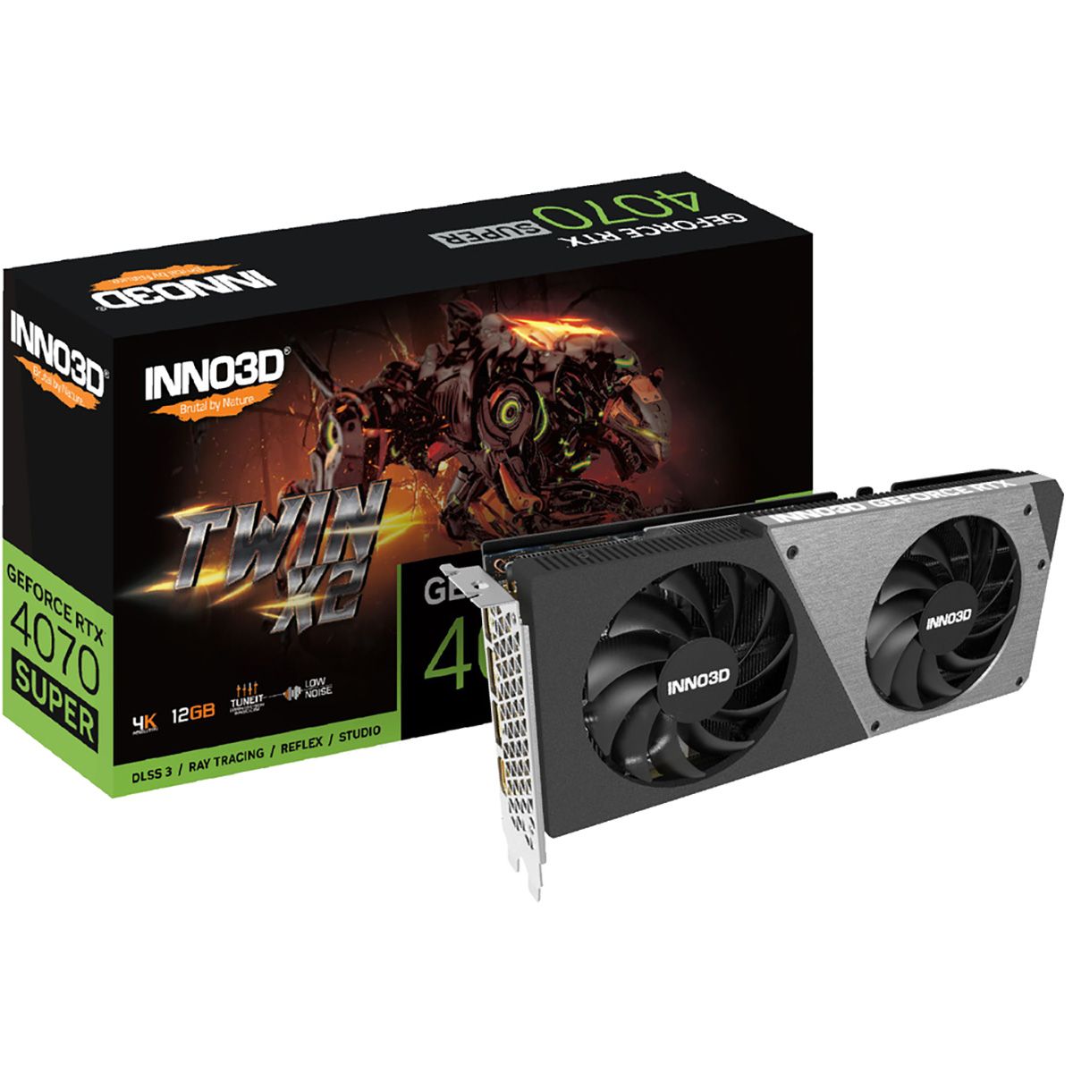 Видеокарта INNO3D RTX4070 SUPER TWIN X2 12GB GDDR6X 192bit 3xDP HDMI 2FAN
