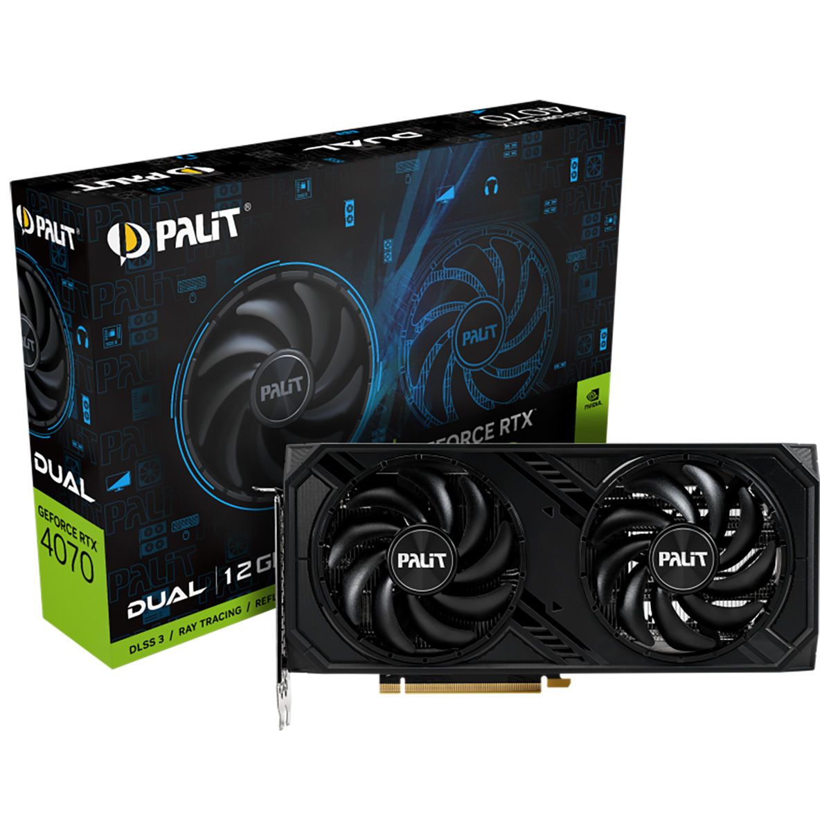 Видеокарта Palit RTX4070 DUAL 12GB GDDR6 192bit 3xDP HDMI 2FAN RTL