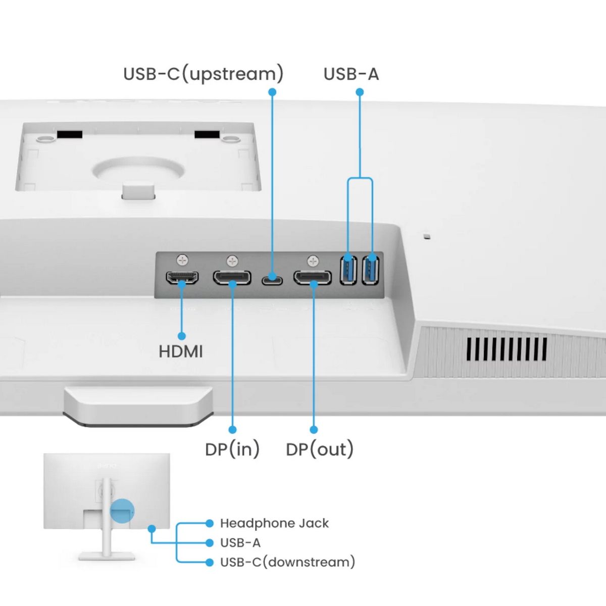 Монитор 31.5" BenQ GW3290QT White (2560x1440, IPS, 75Hz, 20M:1, 350cd, 5ms, HDMI, DP; 3*USB 3.2; USB C*65W, Speakers, Height adj 110, Pivot, 99% sRGB, Flicker-free;Low Blue Light, 3Y)