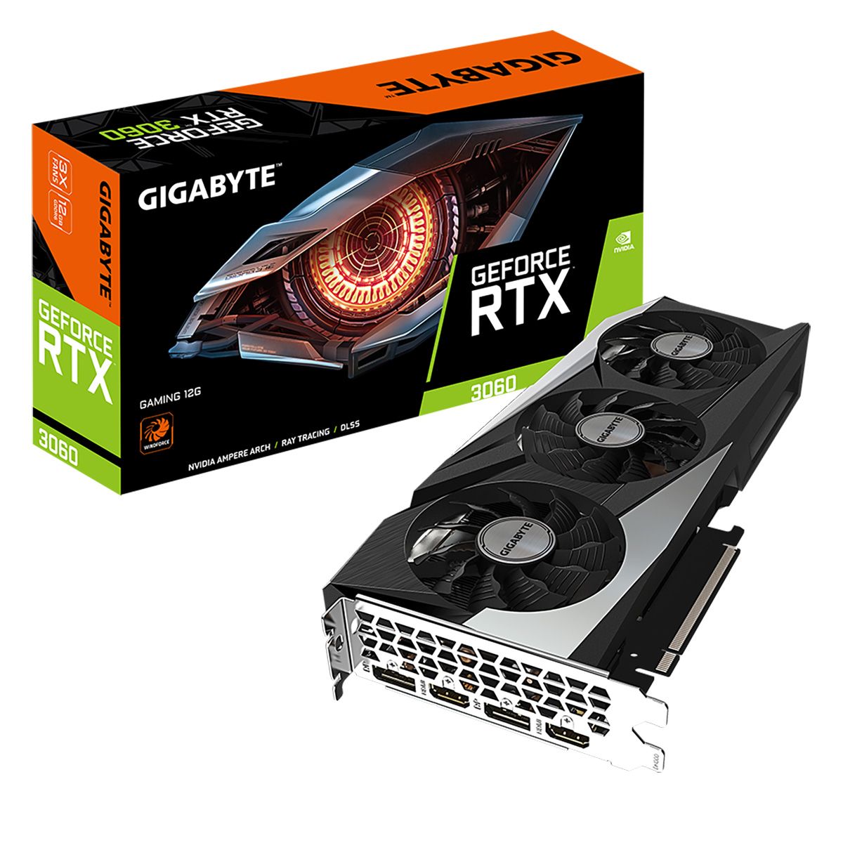 Видеокарта Gigabyte RTX3060 GAMING 12GB GDDR6X 256bit 2xDP 2xHDII 3FAN RTL