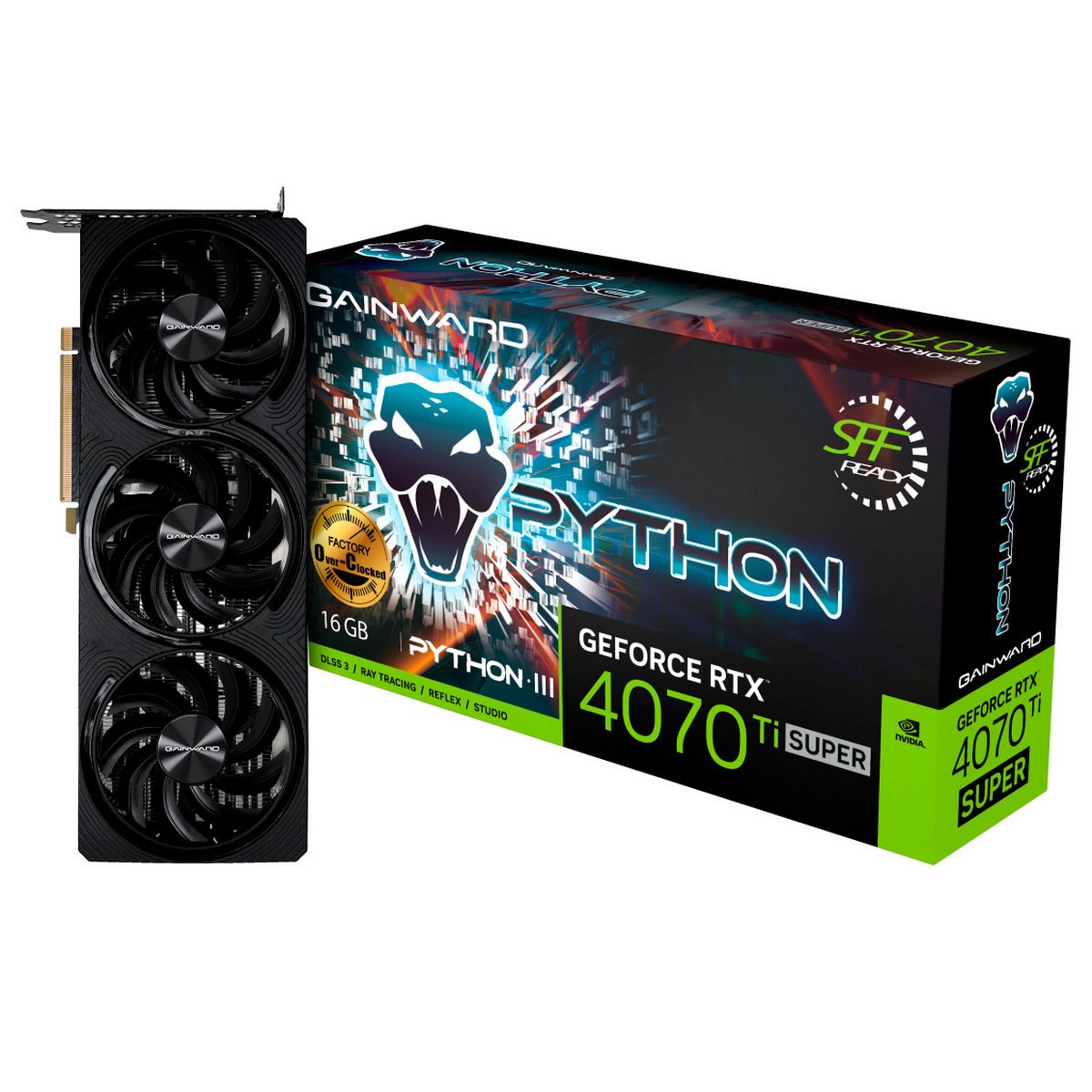 Видеокарта Gainward RTX4070Ti SUPER PYTHON III OC 16GB GDDR6X 256bit 3xDP HDMI 3FAN RTL