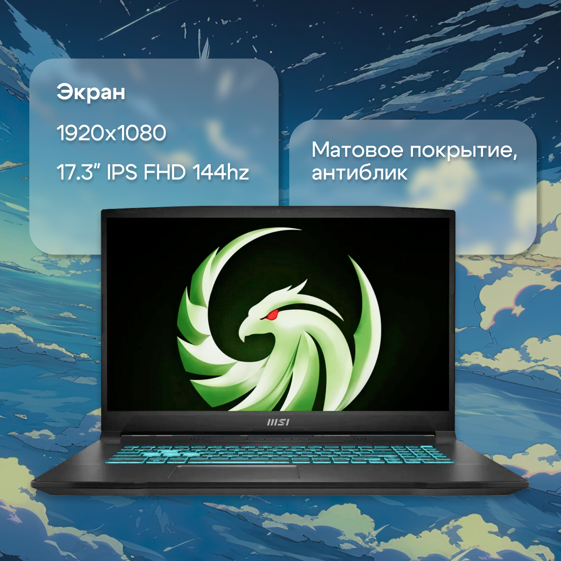 Ноутбук MSI Bravo 17 D7VE-064XRU AMD Ryzen 5 7535HS/16Gb/SSD512Gb/RTX 4050 6Gb/17.3"/IPS/FHD/144Hz/NoOS/black (9S7-17LN11-064)