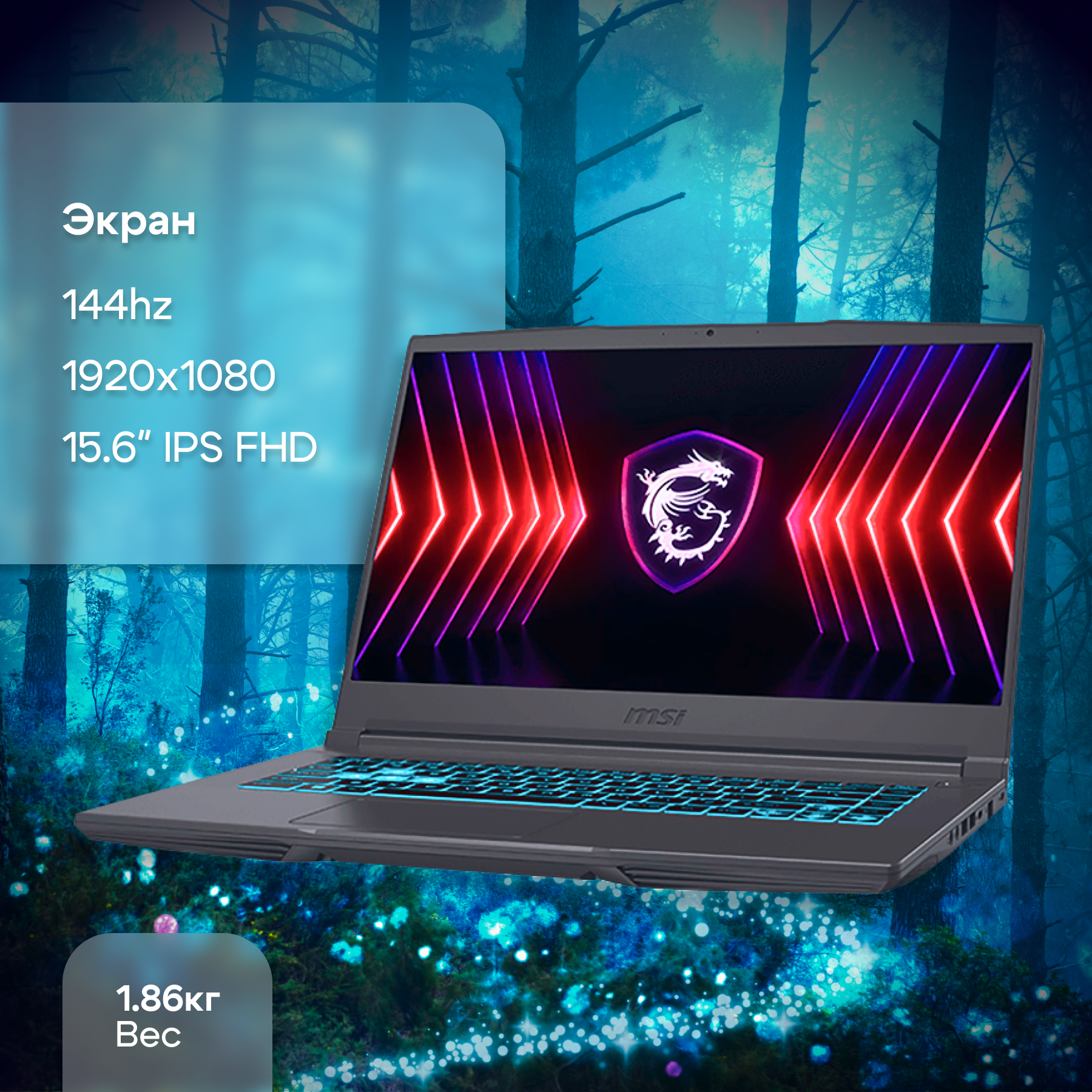 Ноутбук MSI Thin GF63 12UCX-1048XRU Core i5-12450H/8Gb/SSD256Gb/RTX 2050/15.6"/IPS/FHD/Dos/black (9S7-16R821-1048)