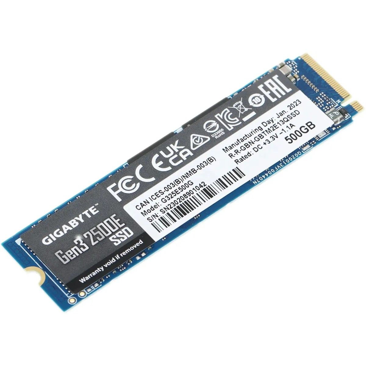 Твердотельный накопитель SSD M.2 2280 500GB Gigabyte 2500E Client SSD PCIe Gen3x4 with NVMe, 2300/1500, IOPS 60/240K, MTBF 1.5M, 3D NAND, 120TBW, 0,22DWPD, (844370) oem