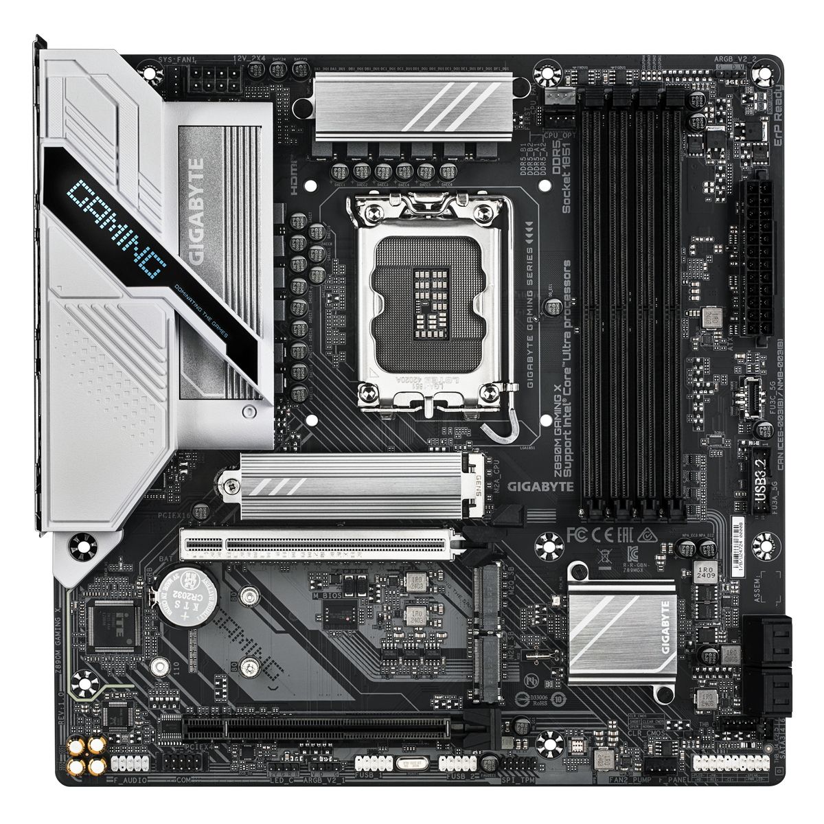 Материнская плата Gigabyte OEM Z890M GAMING X, Socket 1851, Intel®Z890, 4xDDR5-6400, HDMI+DP+DP, 2xPCI-Ex16, 4xSATA3(RAID 0/1/5/10), 3xM.2, 8Ch Audio, 1x2.5GbLan, (2+4)xUSB2.0, (3+2)xUSB3.2, (0+1)xUSB Type-C™, 1xPS/2, mATX, RTL oem