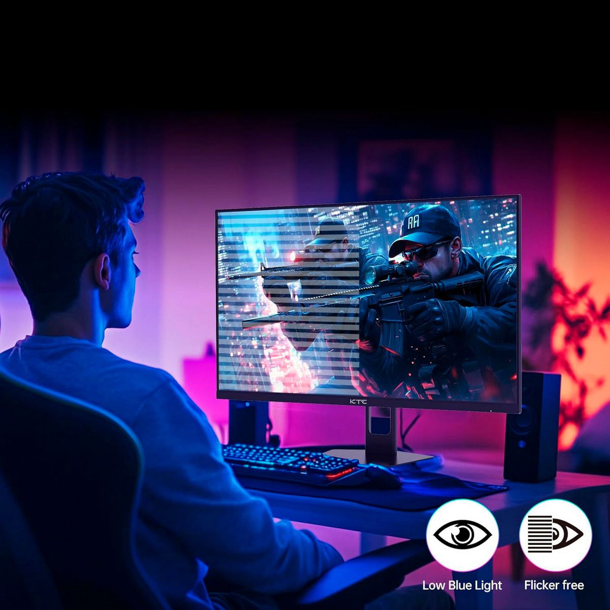 Монитор 27" KTC H27E22P Black (HVA, 1920x1080, HDMI+HDMI+DP, USB, 1 ms, 178°/178°, 350 cd/m, 3000:1, 280Hz, FreeSync/G-Sync, Pivot)