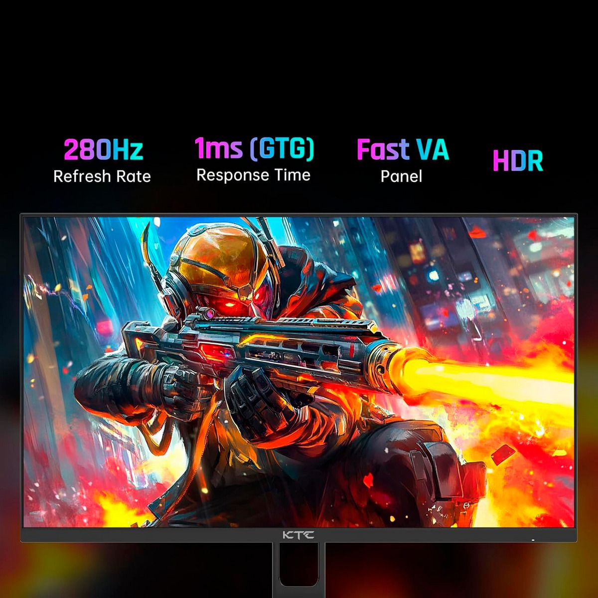 Монитор 27" KTC H27E22P Black (HVA, 1920x1080, HDMI+HDMI+DP, USB, 1 ms, 178°/178°, 350 cd/m, 3000:1, 280Hz, FreeSync/G-Sync, Pivot)
