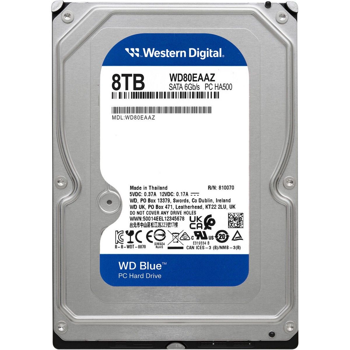 Жесткий диск WD Blue WD80EAZZ 8ТБ 3,5" 5400RPM 256MB (SATA III)