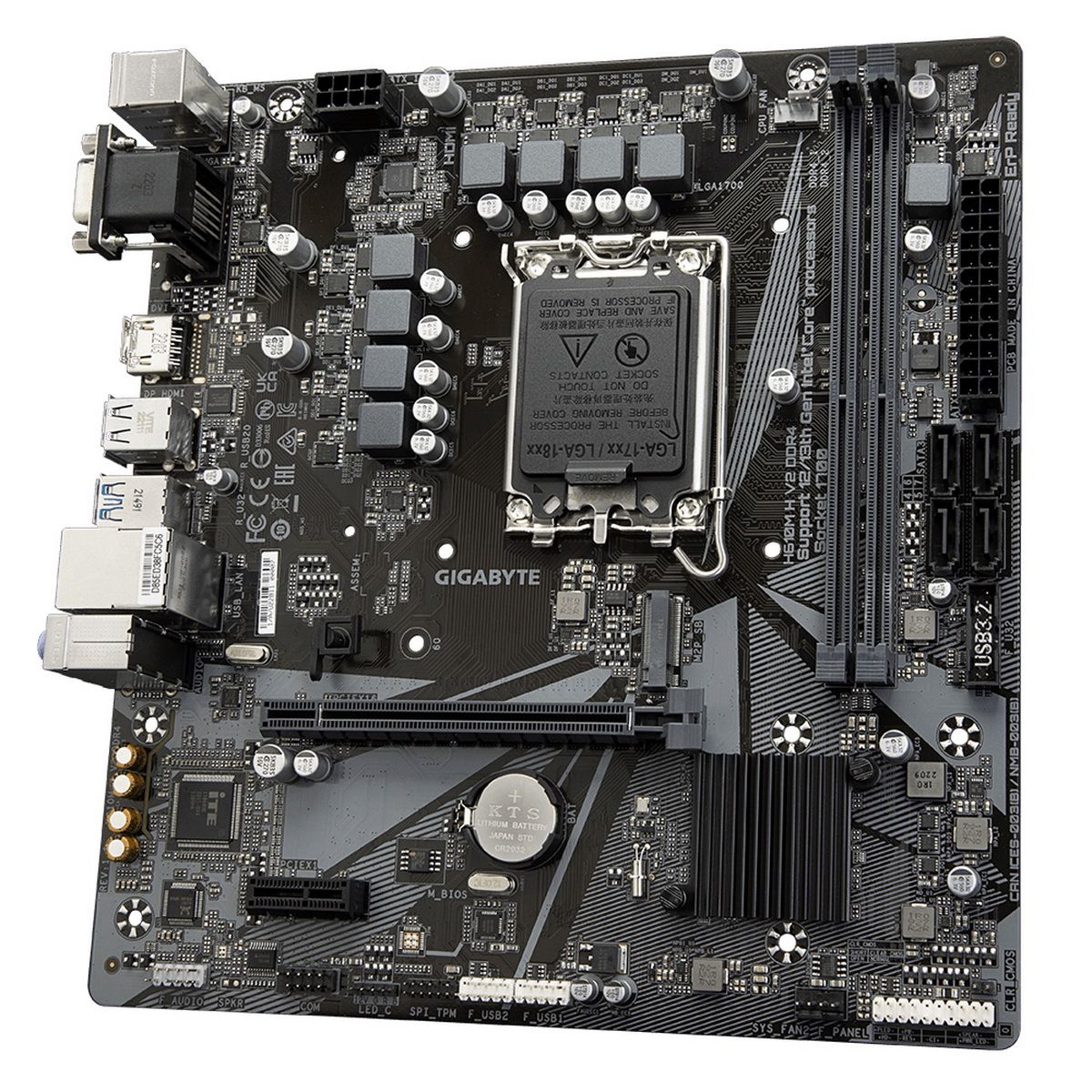 Материнская плата Gigabyte OEM H610M H V2 DDR4, Socket 1700, Intel®H610, 2xDDR4-3200, D-SUB+HDMI, 1xPCI-Ex16, 1xPCI-Ex1, 4xSATA3, 1xM.2, 8Ch Audio, GLan, (4+4)xUSB2.0, (2+2)xUSB3.2, 2xPS/2, mATX, RTL oem