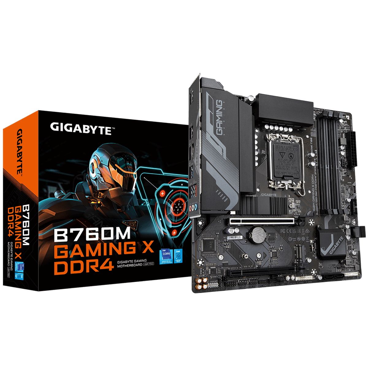Материнская плата Gigabyte B760M GAMING X DDR4, Socket 1700, Intel®B760, 4xDDR4-3200, HDMI+DP, 1xPCI-Ex16, 1xPCI-Ex1, 4xSATA3(RAID 0/1/5/10), 2xM.2, 8Ch Audio, GLan, (4+4)xUSB2.0, (4+2)xUSB3.2, (0+1)xUSB3.2 Type-C™, mATX, RTL