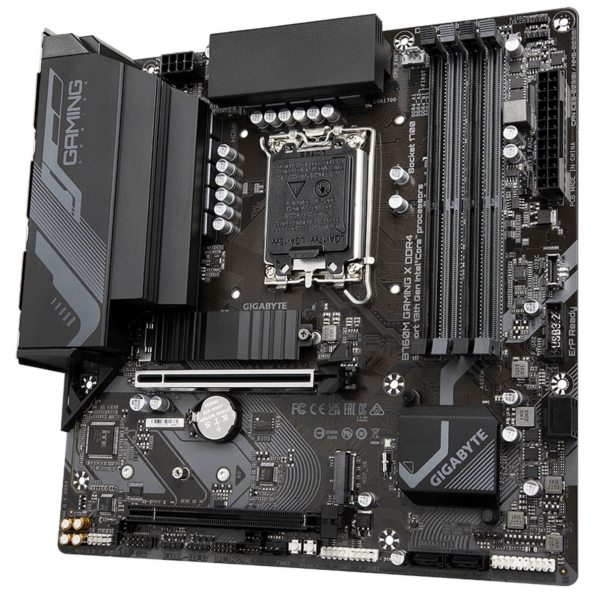 Материнская плата Gigabyte B760M GAMING X DDR4, Socket 1700, Intel®B760, 4xDDR4-3200, HDMI+DP, 1xPCI-Ex16, 1xPCI-Ex1, 4xSATA3(RAID 0/1/5/10), 2xM.2, 8Ch Audio, GLan, (4+4)xUSB2.0, (4+2)xUSB3.2, (0+1)xUSB3.2 Type-C™, mATX, RTL