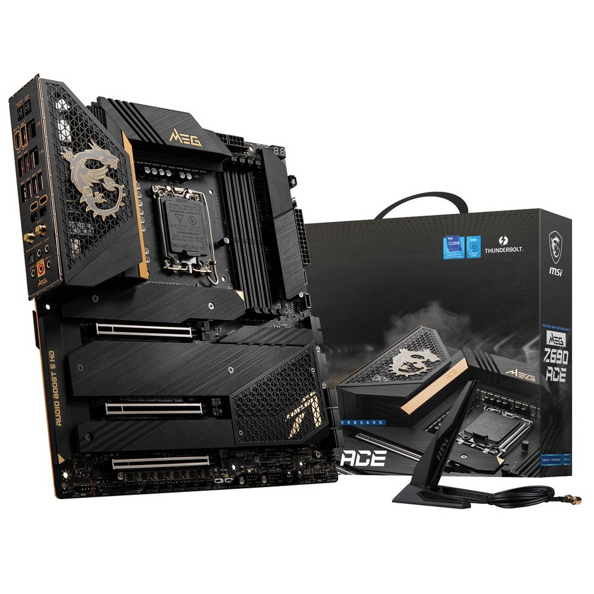 Материнская плата MSI MEG Z690 ACE, LGA1700, 4*DDR5, 3*PCIEx16, 5*M.2, 3*TypeC, 7*USB3.2Gen2, 4*USB3.2Gen1, 4*USB2.0, 6*SATA3.0, 2*2.5G, 2*THUNDERBOLT4, 2*miniDP, E-ATX, RTL