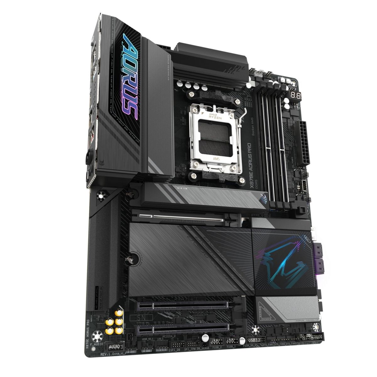 Материнская плата Gigabyte OEM X870E AORUS PRO, Socket AM5, AMD X870E, 4xDDR5-5200, HDMI, 3xPCI-Ex16, 4xSATA3(RAID 0/1/10), 4xM.2, 6 Ch Audio, 1x2,5GLan, (2+4)xUSB2.0, (7+4)xUSB3.2, (2+1)xUSB Type-C™, ATX, RTL oem