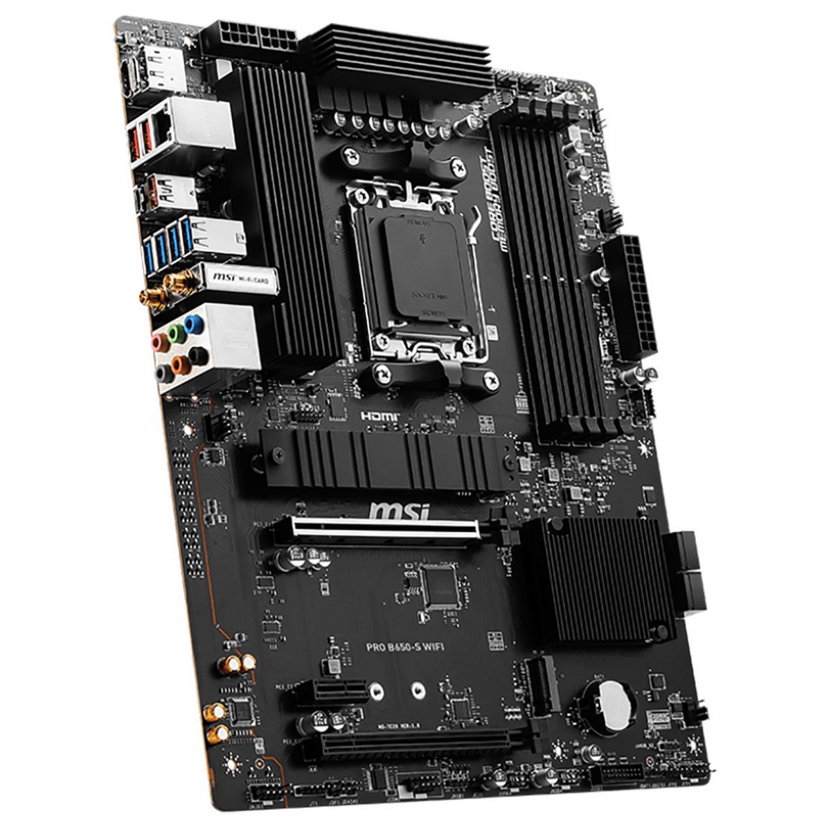 Материнская плата MSI OEM PRO B650-S WIFI B650, AM5, 4*DDR5, 2*PCIEx16, 1*PCIEx1, 2*M.2, 2*TypeC, 3*USB3.2Gen2, 6*USB3.2Gen1, 4*USB2.0, 4*SATA3.0, 2.5G, DP, HDMI, ATX, oem