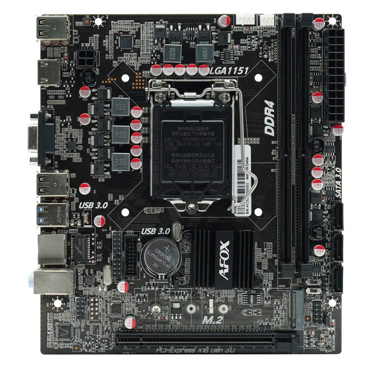 Материнская плата Afox OEM IH110D4-MA5-V2 LGA1151 mATX 2xDDR4 PCIEx16 PCIEx1 M.2 HDMI VGA oem