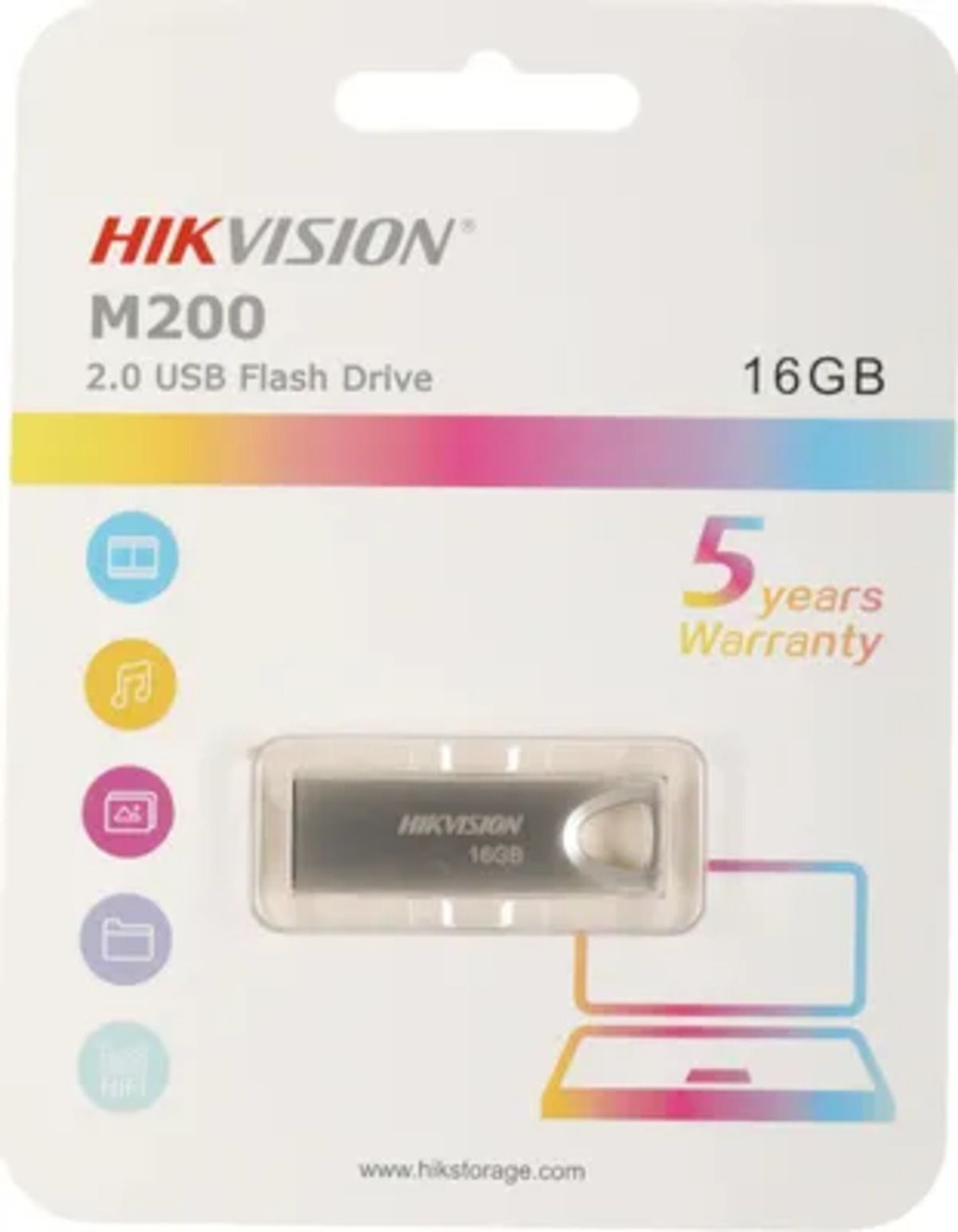 USB накопитель Hikvision M200 16GB USB2.0 HS-USB-M200/16G 20/10, Silver, Metal case, RTL (656874)/(138813)