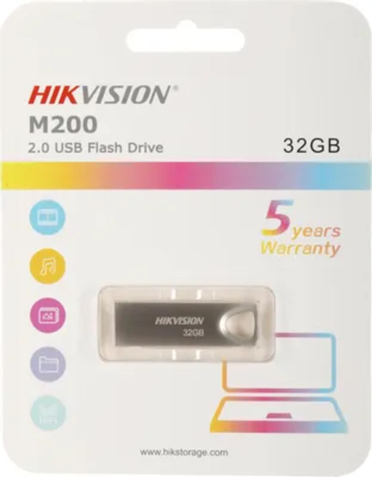 USB накопитель Hikvision M200 32GB USB 2.0 HS-USB-M200/32G 20/10, Silver, Metal case, RTL (656881)(139049)