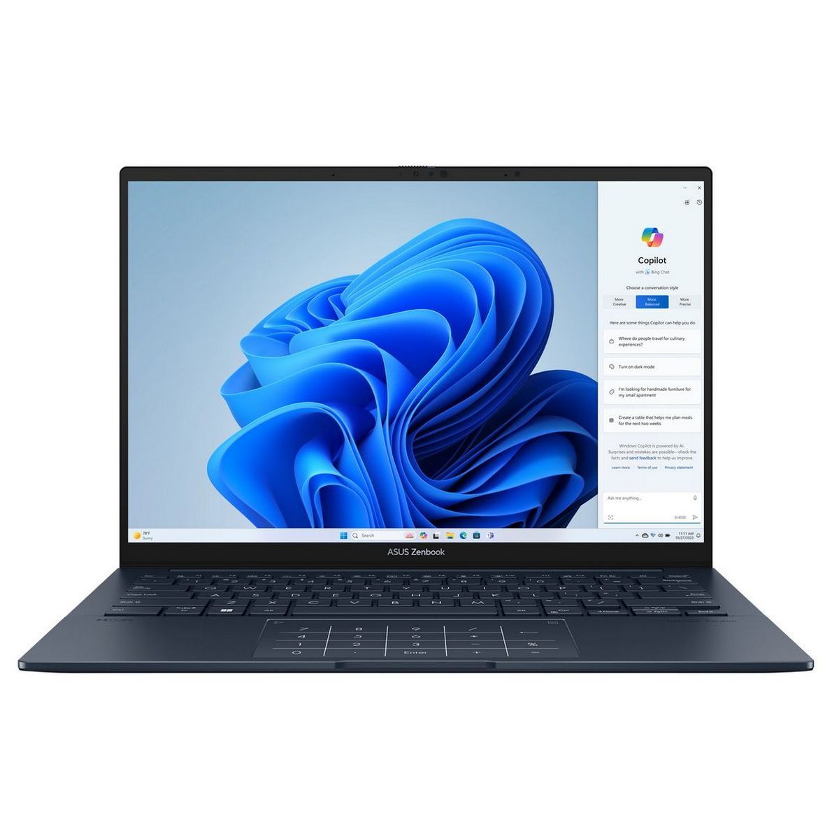 Ноутбук ASUS Zenbook 14 OLED UX3405MA-QD437 Intel Core Ultra 5 125H/16Gb/512Gb/14"/OLED /FHD+/60Hz/NoOS/Blue(90NB11R1-M010B0)