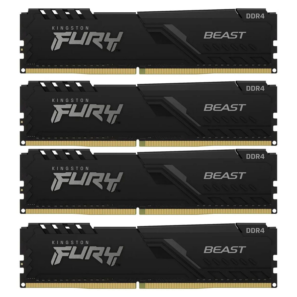 Модуль памяти Kingston 128GB Kingston DDR4 2666 DIMM FURY Beast Black Gaming Memory KF426C16BBK4/128 Non-ECC, CL16, 1.2V, KF426C16BBK4/128 2Gx8 Кит 4х32 , RTL