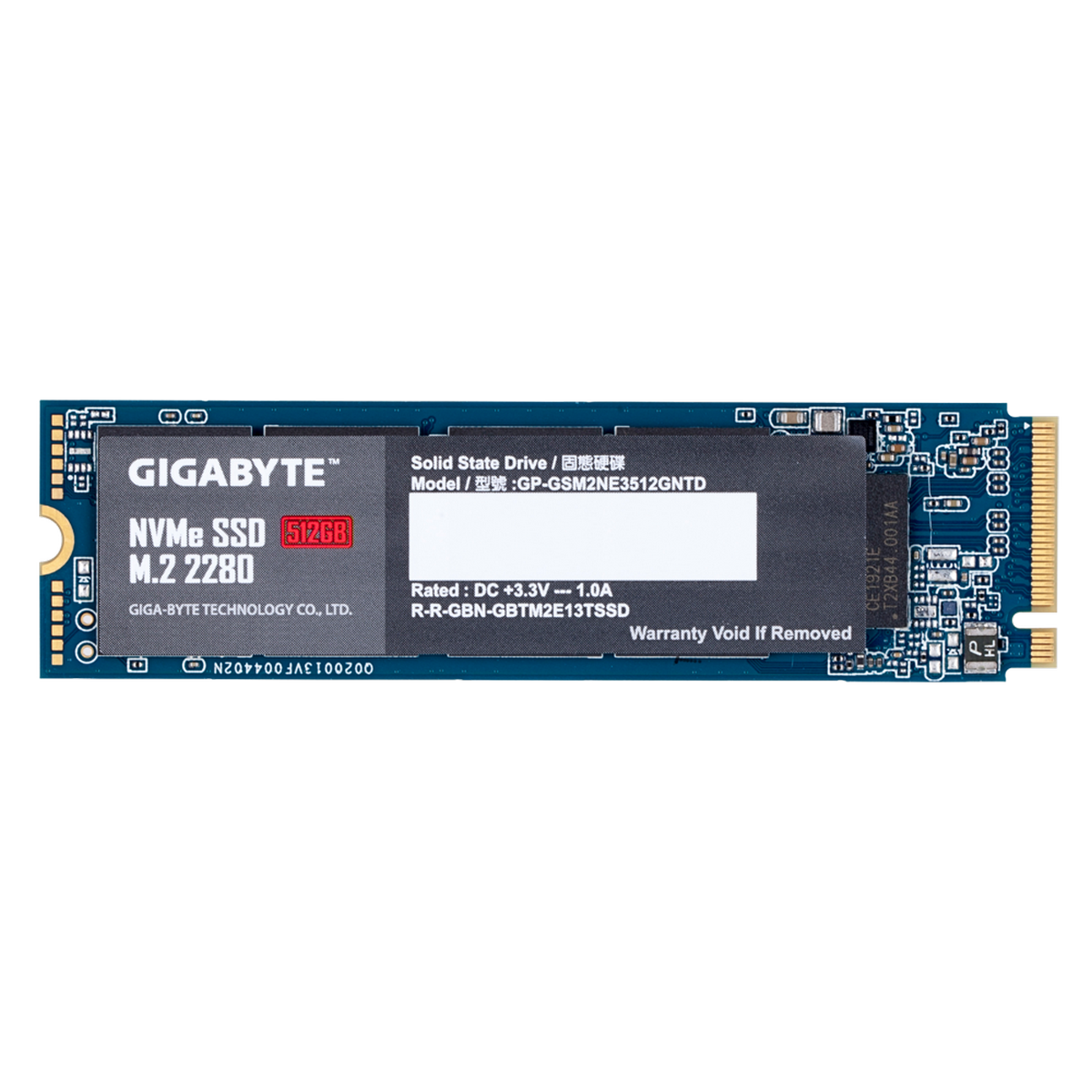 Твердотельный накопитель SSD Gigabyte 512GB M.2 2280 GP-GSM2NE3512GNTD Client PCIe Gen3x4 with NVMe, 1700/1550, IOPS 270/340K, MTBF 1.5M, 3D TLC, 800TBW, NVMe 1.3, RTL {50} (806880)