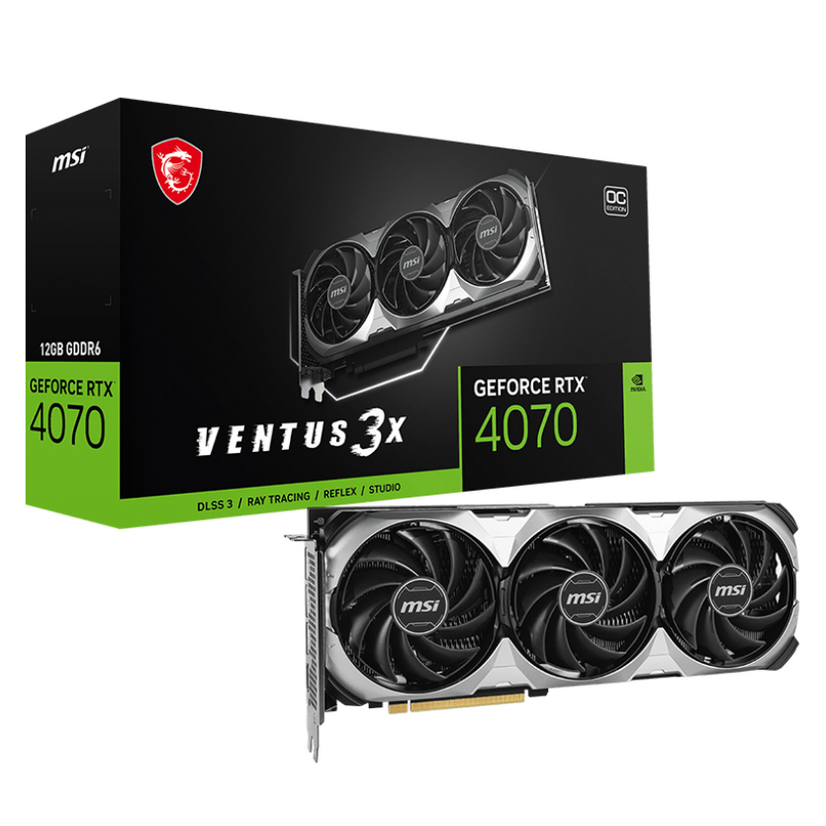 Видеокарта MSI RTX4070 VENTUS 3X E1 12G GDDR6 192bit 3xDP HDMI 3FAN RTL