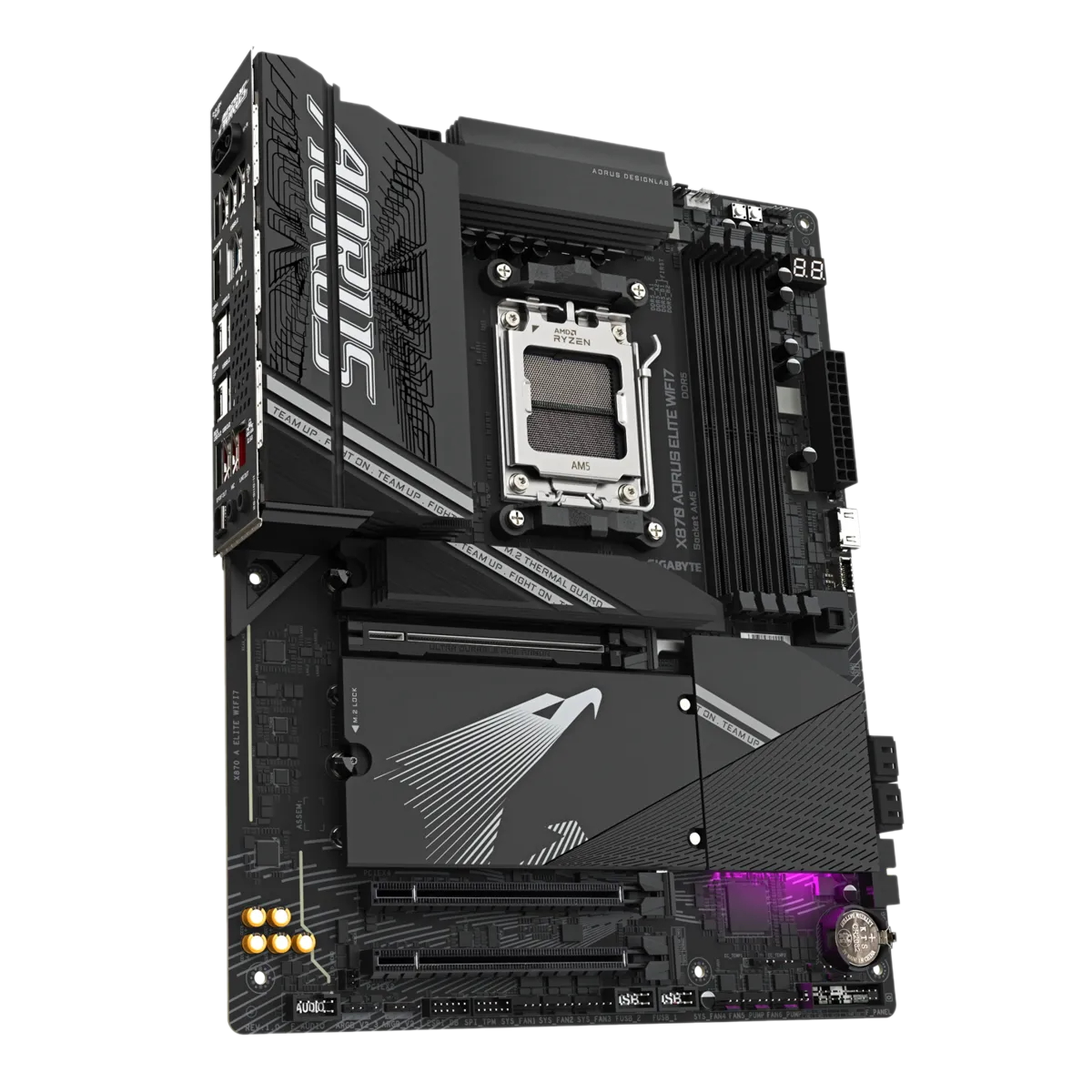 Материнская плата Gigabyte OEM X870 AORUS ELITE WIFI7, Socket AM5, AMD X870, 4xDDR5-5200, HDMI, 3xPCI-Ex16, 4xSATA3(RAID 0/1/10), 4xM.2, 6 Ch Audio, 1x2,5GLan, (4+4)xUSB2.0, (6+2)xUSB3.2, (2+1)xUSB Type-C™, ATX, oem