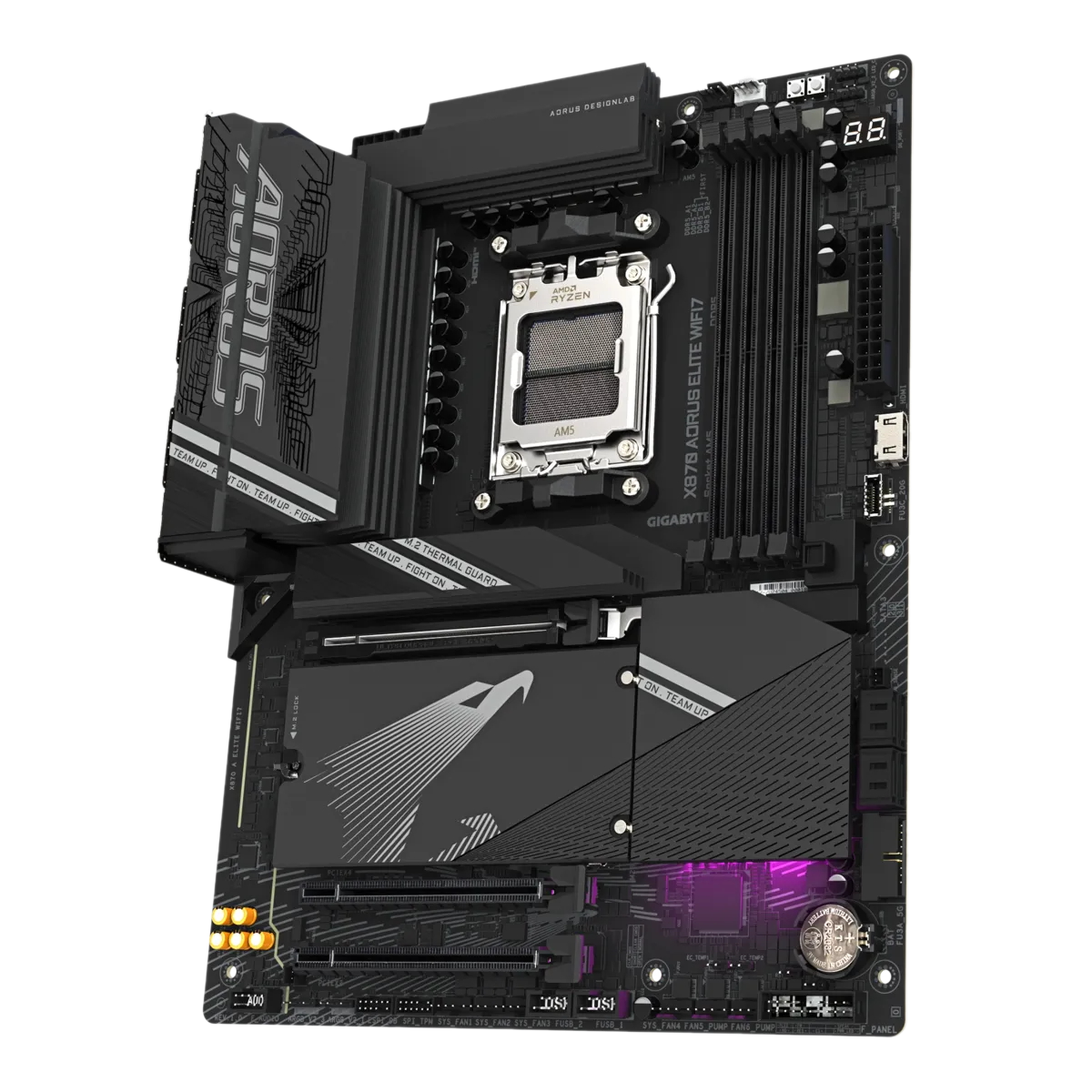 Материнская плата Gigabyte OEM X870 AORUS ELITE WIFI7, Socket AM5, AMD X870, 4xDDR5-5200, HDMI, 3xPCI-Ex16, 4xSATA3(RAID 0/1/10), 4xM.2, 6 Ch Audio, 1x2,5GLan, (4+4)xUSB2.0, (6+2)xUSB3.2, (2+1)xUSB Type-C™, ATX, oem
