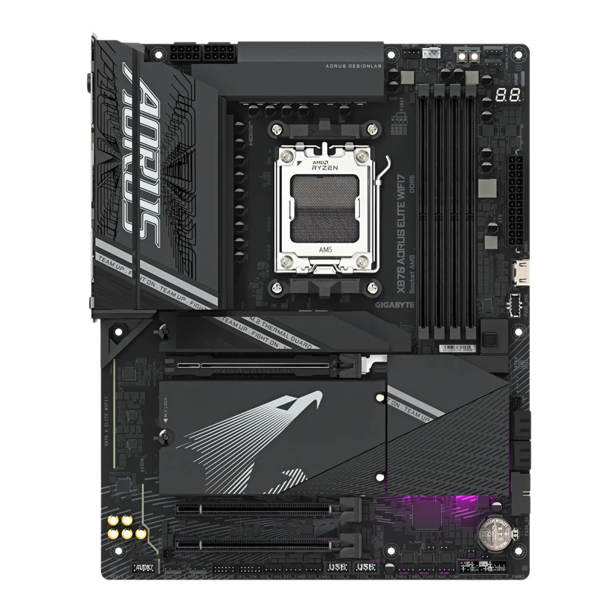 Материнская плата Gigabyte OEM X870 AORUS ELITE WIFI7, Socket AM5, AMD X870, 4xDDR5-5200, HDMI, 3xPCI-Ex16, 4xSATA3(RAID 0/1/10), 4xM.2, 6 Ch Audio, 1x2,5GLan, (4+4)xUSB2.0, (6+2)xUSB3.2, (2+1)xUSB Type-C™, ATX, oem