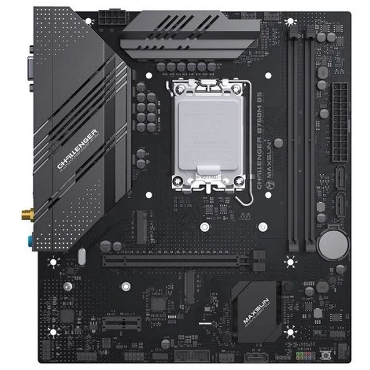Материнская плата Maxsun MS-Challenger B760M D5 WIFI B760, LGA1700, 2*DDR5, 1*PCIEx16, 1*PCIEx1, 2*M.2, 6*USB3.2Gen1, 4*USB2.0, 3*SATA3.0, 1G, VGA, HDMI, M-ATX, RTL