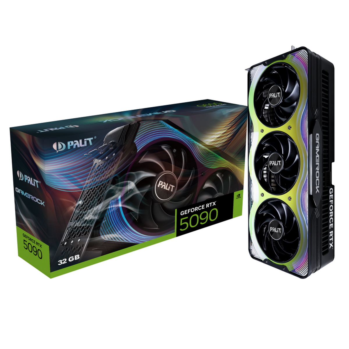 Видеокарта Palit RTX5090 GAMEROCK 32GB GDDR7 512bit 3xDP HDMI 3FAN RTL