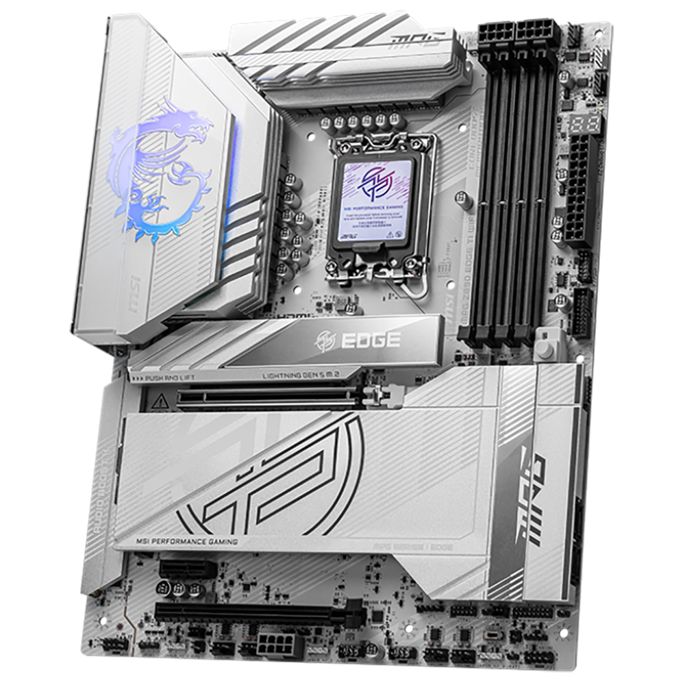 Материнская плата MSI MPG Z890 EDGE TI WIFI Z890, LGA1851, 4*DDR5, 2*PCIEx16, 2*PCIEx1, 5*M.2, 2*TypeC, 4*USB3.2Gen2, 6*USB3.2Gen1, 5*USB2.0, 4*SATA3.0, 5G, 2*Type-C(DP), HDMI, ATX, RTL