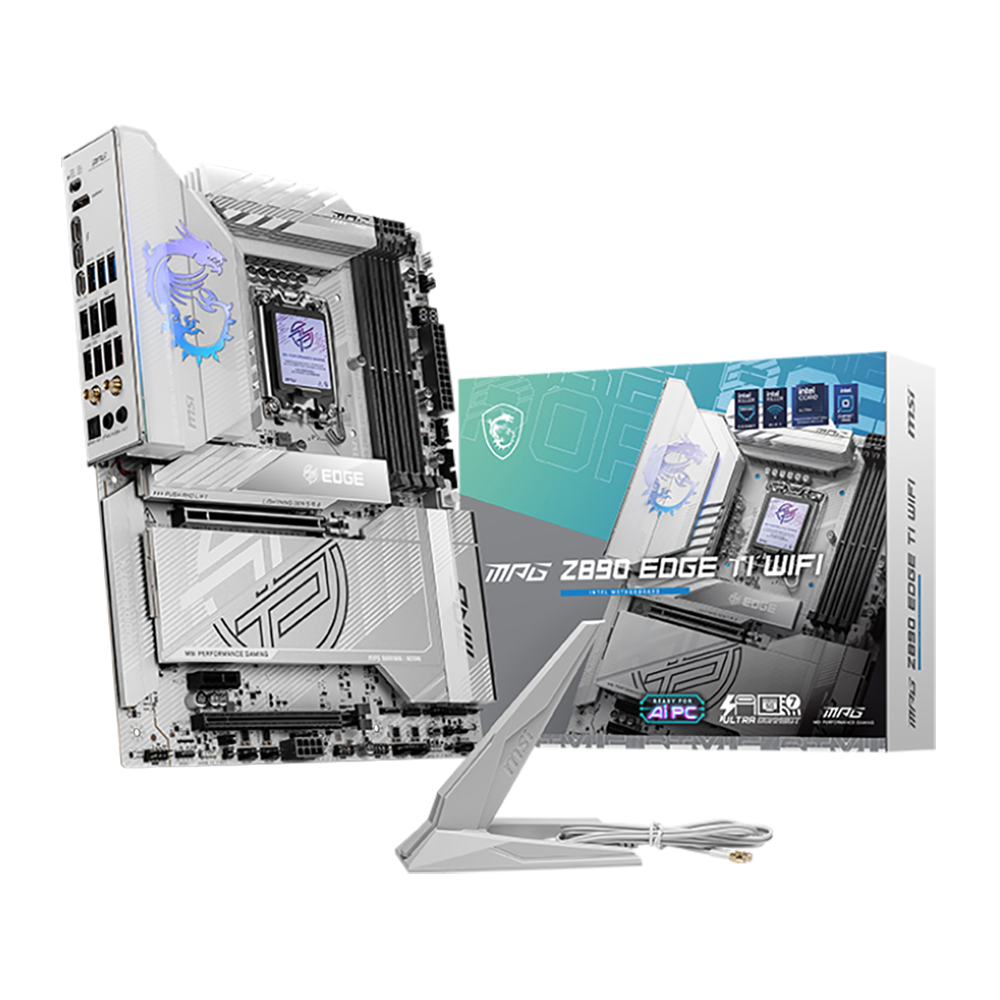 Материнская плата MSI MPG Z890 EDGE TI WIFI Z890, LGA1851, 4*DDR5, 2*PCIEx16, 2*PCIEx1, 5*M.2, 2*TypeC, 4*USB3.2Gen2, 6*USB3.2Gen1, 5*USB2.0, 4*SATA3.0, 5G, 2*Type-C(DP), HDMI, ATX, RTL