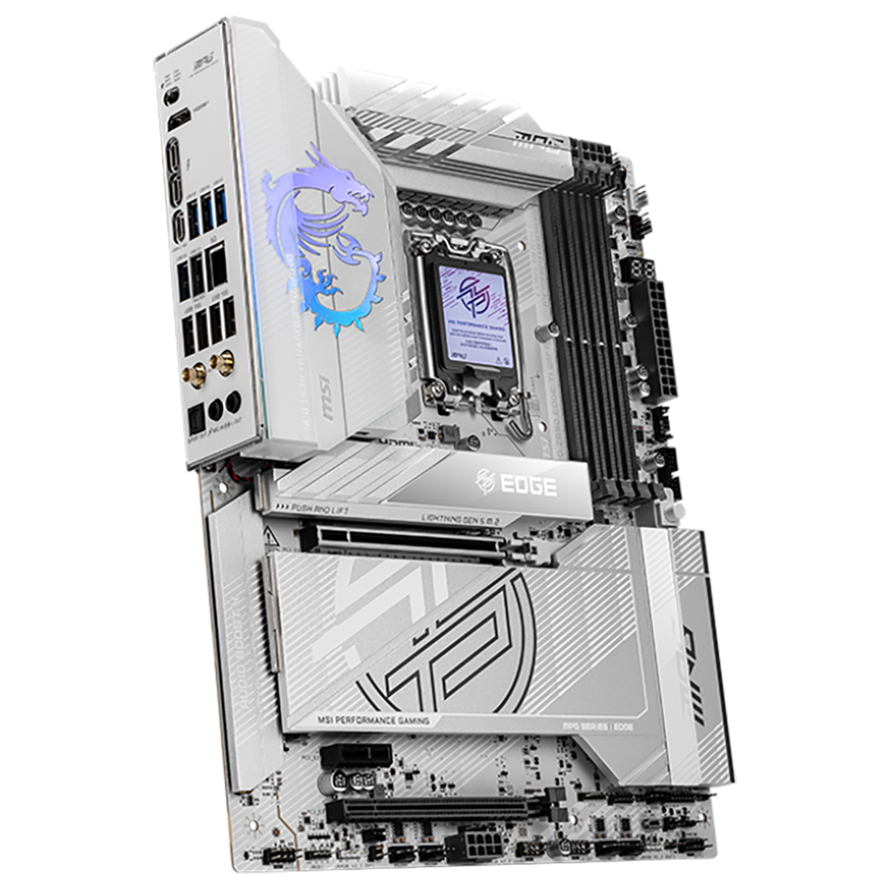 Материнская плата MSI MPG Z890 EDGE TI WIFI Z890, LGA1851, 4*DDR5, 2*PCIEx16, 2*PCIEx1, 5*M.2, 2*TypeC, 4*USB3.2Gen2, 6*USB3.2Gen1, 5*USB2.0, 4*SATA3.0, 5G, 2*Type-C(DP), HDMI, ATX, RTL