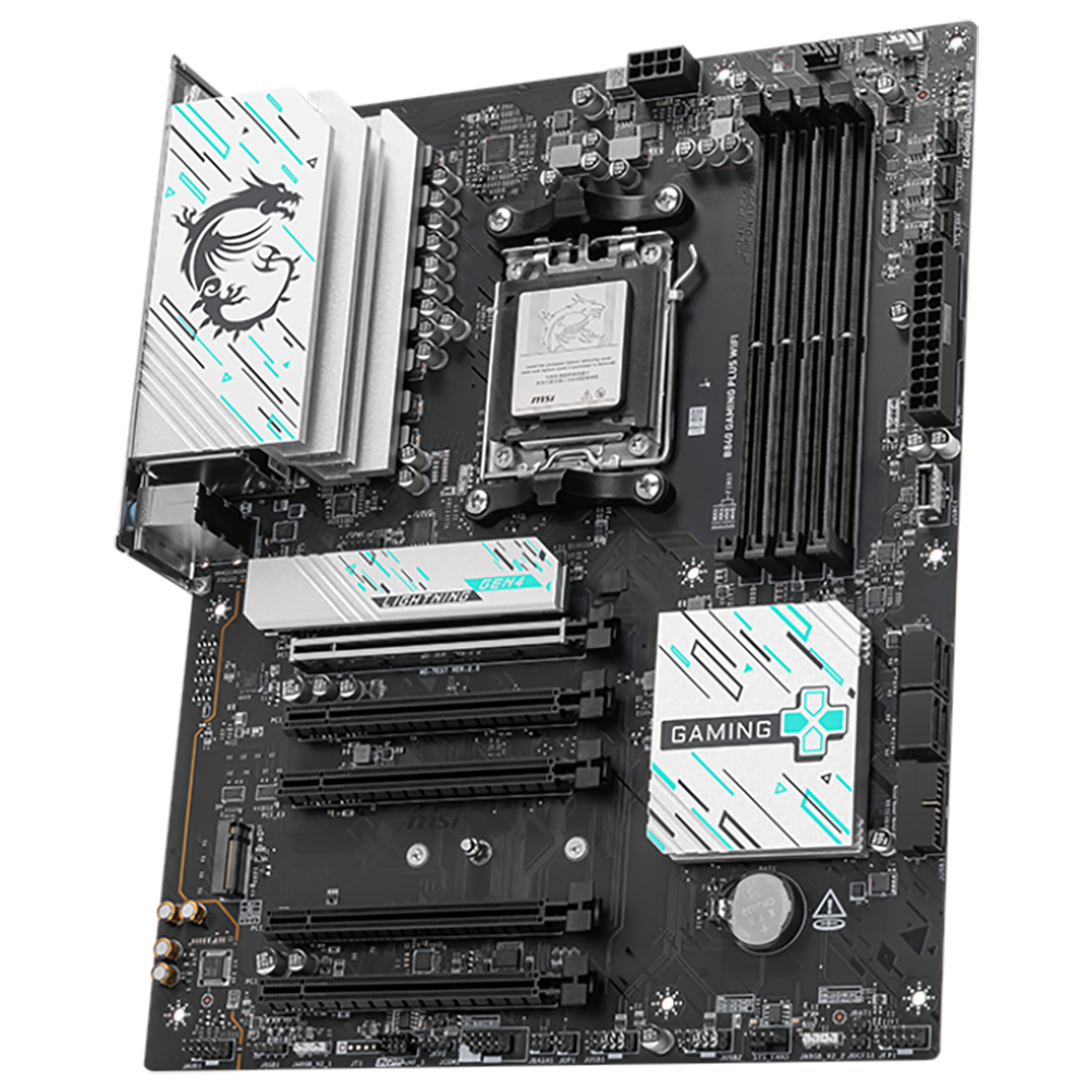 Материнская плата MSI B840 GAMING PLUS WIFI B840, AM5, 4*DDR5, 5*PCIEx16, 3*M.2, 2*TypeC, 1*USB3.2Gen2, 4*USB3.2Gen1, 8*USB2.0, 4*SATA3.0, 2.5G, HDMI, ATX, RTL
