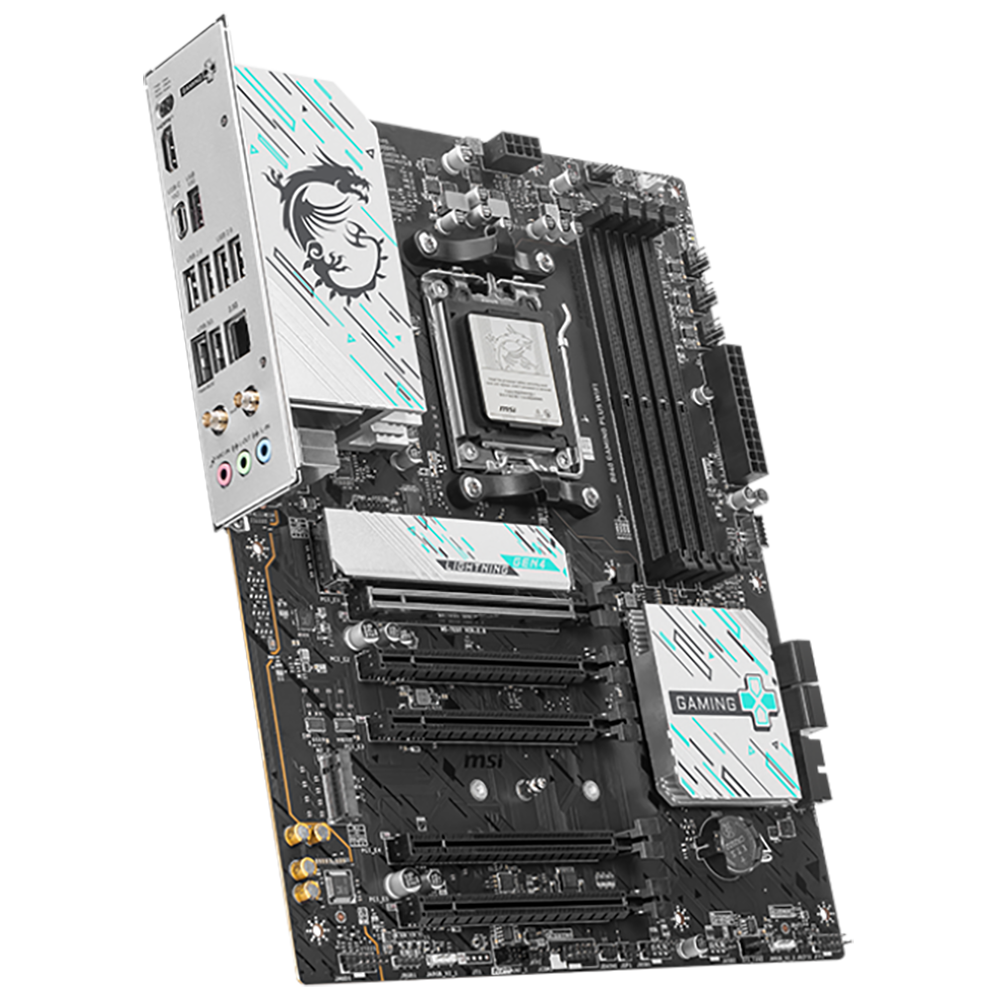 Материнская плата MSI B840 GAMING PLUS WIFI B840, AM5, 4*DDR5, 5*PCIEx16, 3*M.2, 2*TypeC, 1*USB3.2Gen2, 4*USB3.2Gen1, 8*USB2.0, 4*SATA3.0, 2.5G, HDMI, ATX, RTL