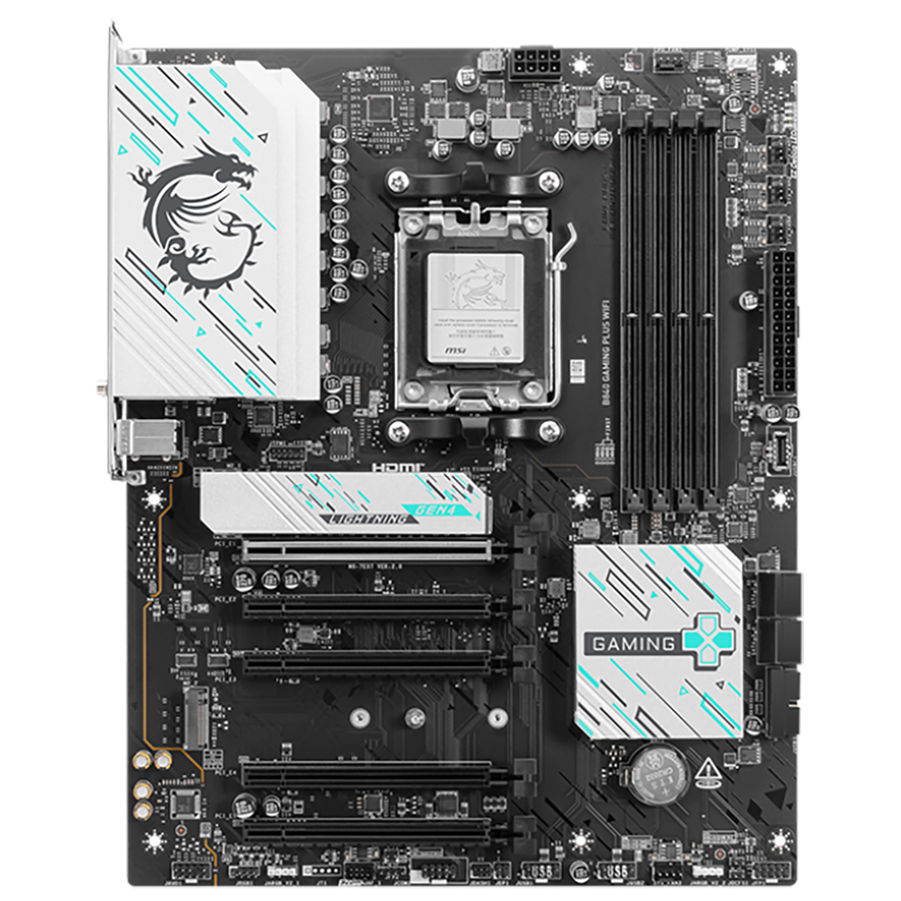 Материнская плата MSI B840 GAMING PLUS WIFI B840, AM5, 4*DDR5, 5*PCIEx16, 3*M.2, 2*TypeC, 1*USB3.2Gen2, 4*USB3.2Gen1, 8*USB2.0, 4*SATA3.0, 2.5G, HDMI, ATX, RTL